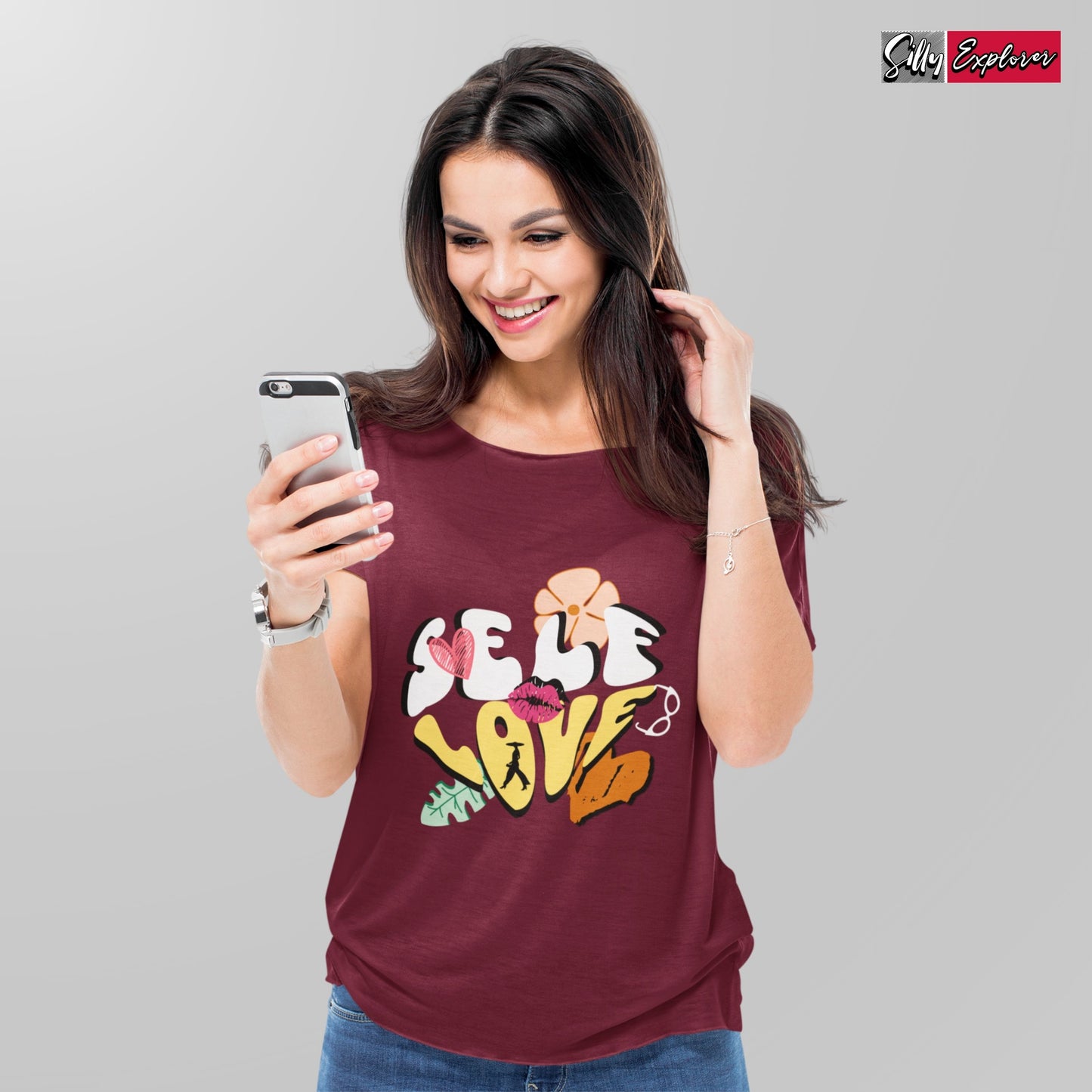 SillyExplorer_Classic_Crewneck_T-Shirt__Maroon_Self_Love