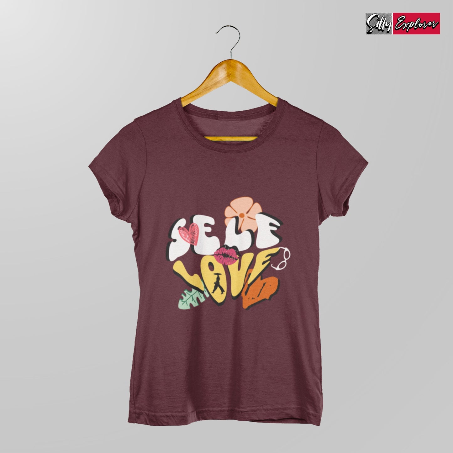 SillyExplorer_Classic_Crewneck_T-Shirt__Maroon_Self_Love