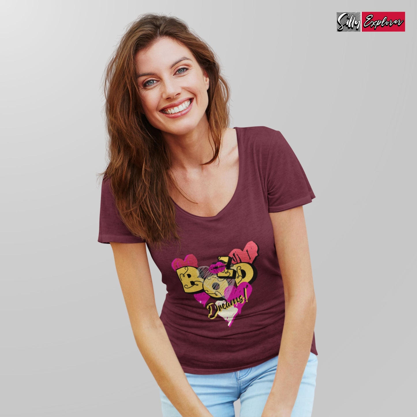 SillyExplorer_Classic_Crewneck_T-Shirt__Maroon_Bold_Dreams
