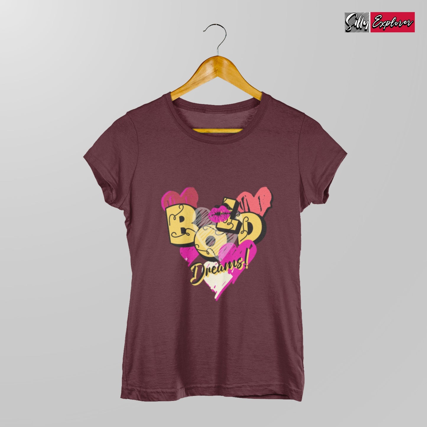 SillyExplorer_Classic_Crewneck_T-Shirt__Maroon_Bold_Dreams