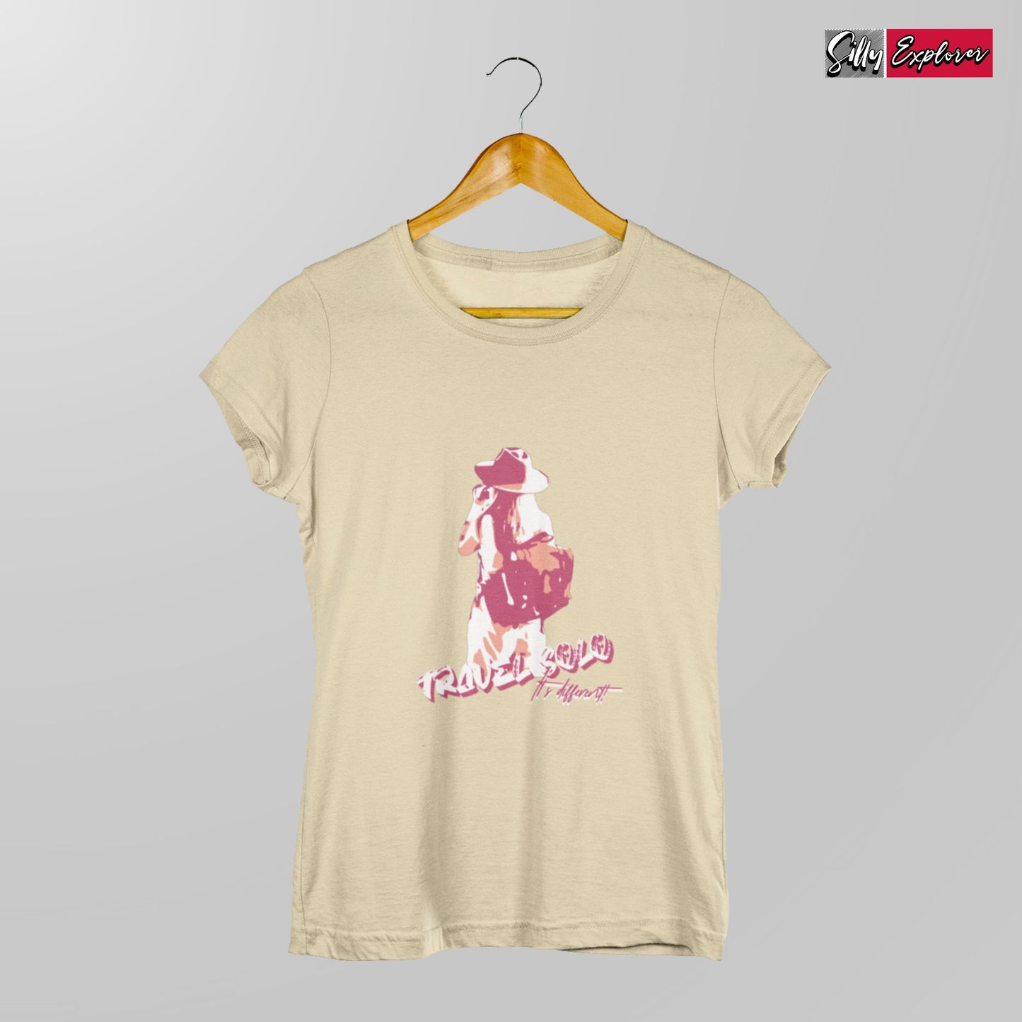 SillyExplorer_Classic_Crewneck_T-Shirt___Beige_Solo_Traveller
