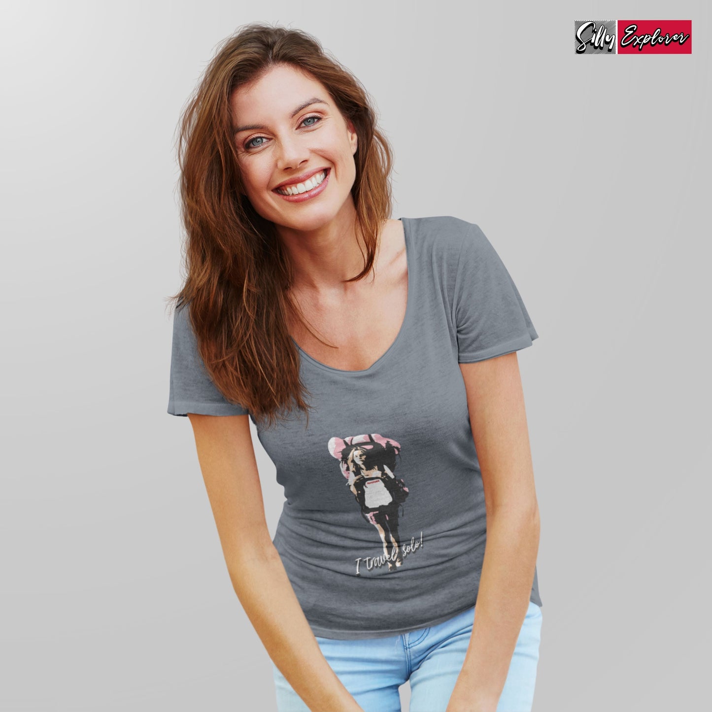 SillyExplorer_Classic_Crewneck_T-Shirt__Charcoal_Solo_Backpacker