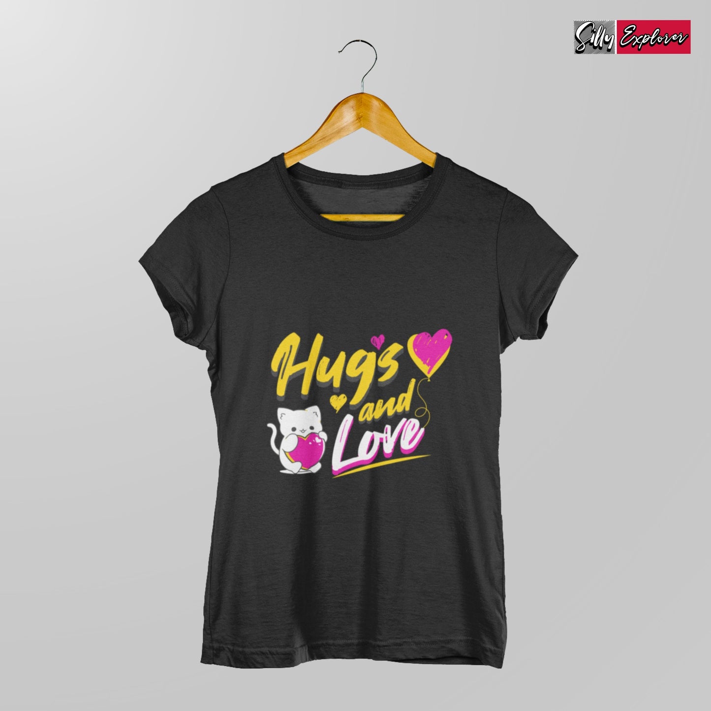 SillyExplorer_Classic_Crewneck_T-Shirt__Black_Hugs_&_Love