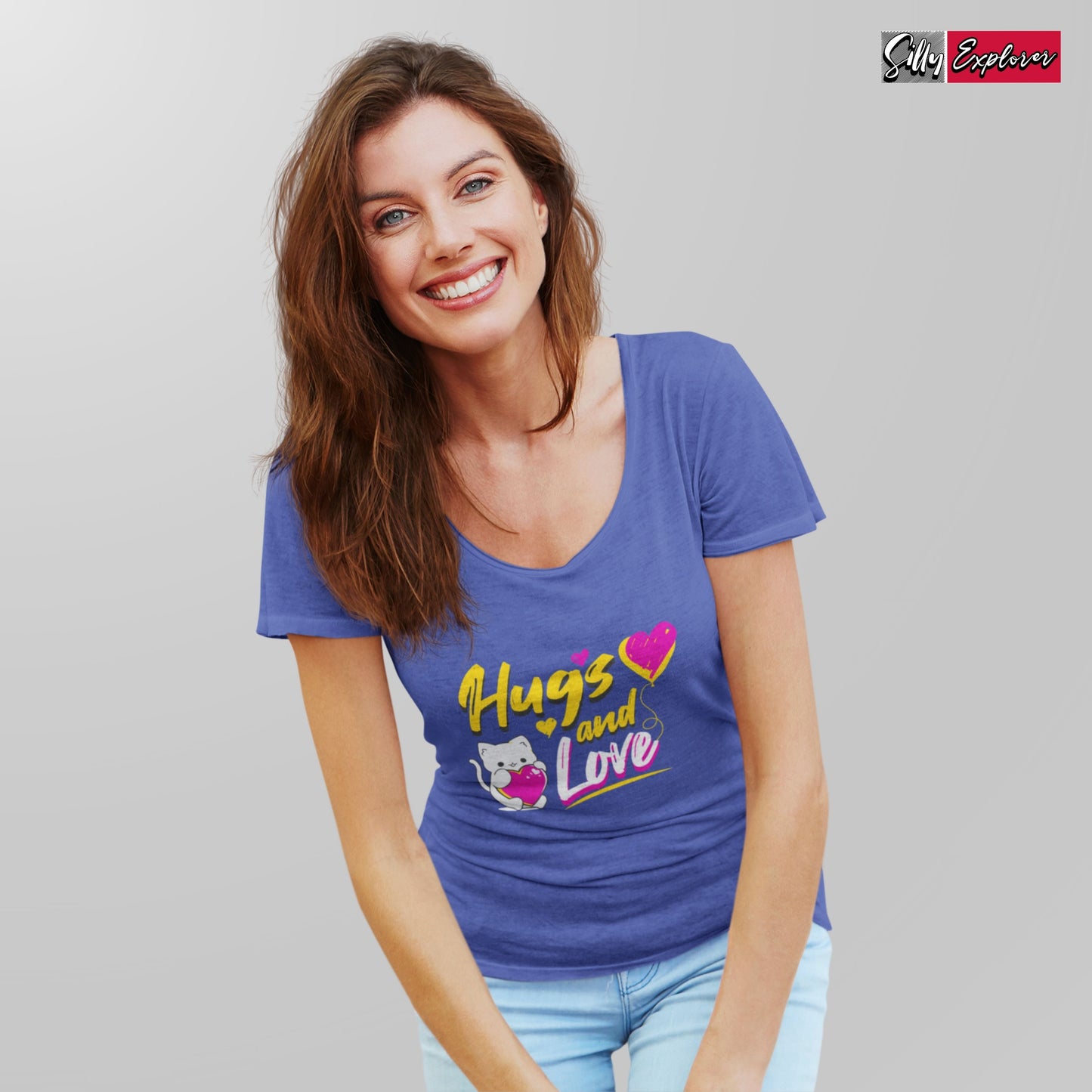SillyExplorer_Classic_Crewneck_T-Shirt__Royal_Blue_Hugs_&_Love