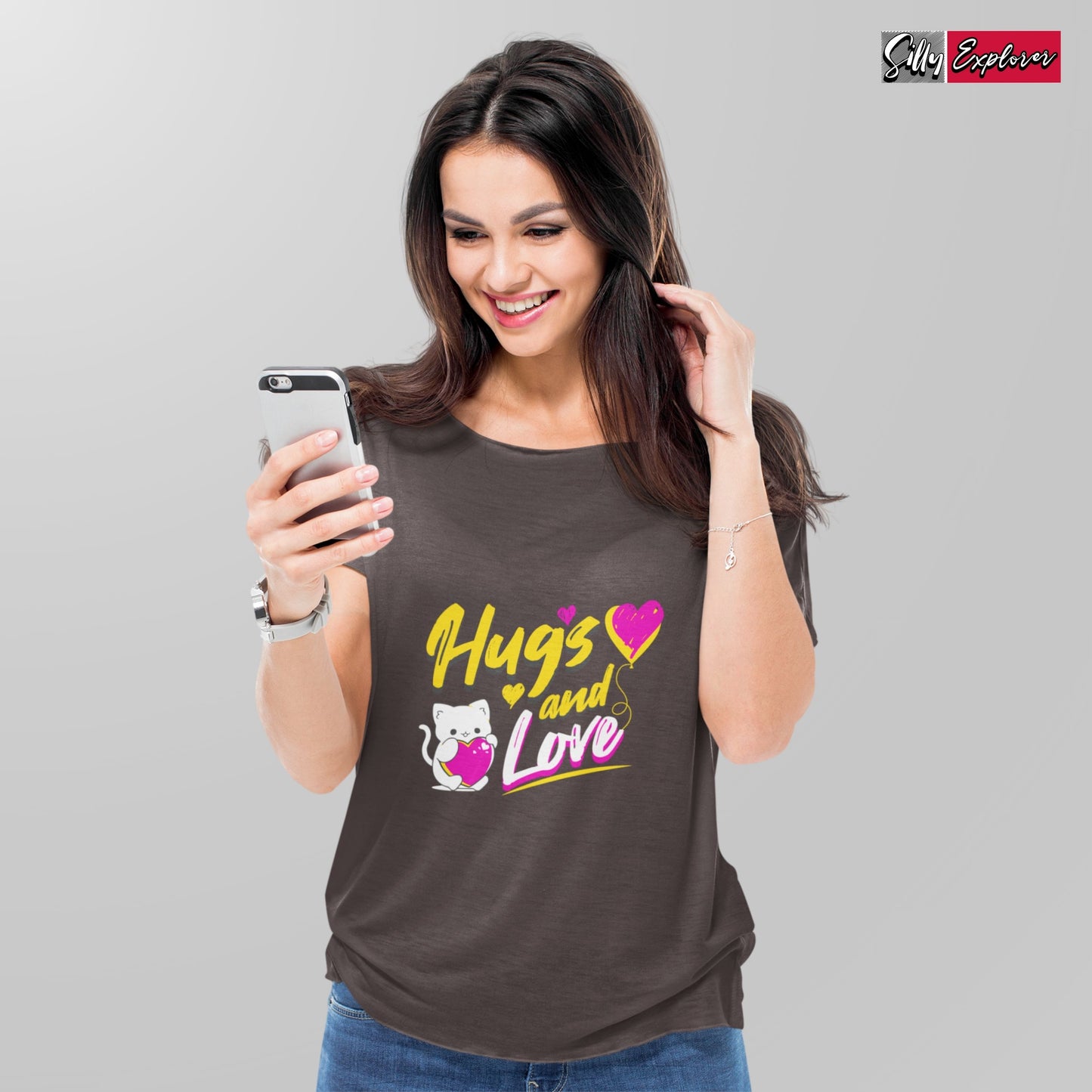 SillyExplorer_Classic_Crewneck_T-Shirt__Coffee_Hugs_&_Love