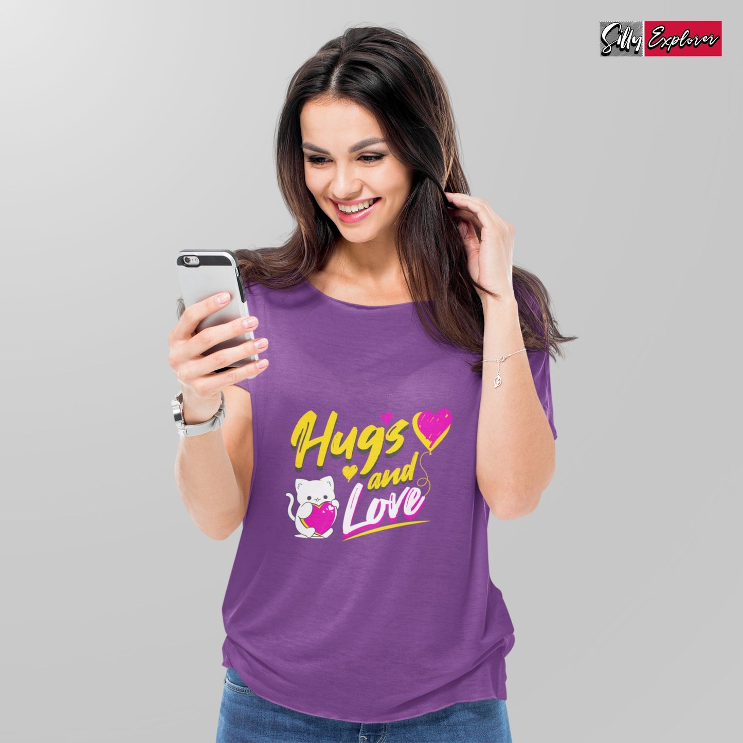 SillyExplorer_Classic_Crewneck_T-Shirt__Purple_Hugs_&_Love