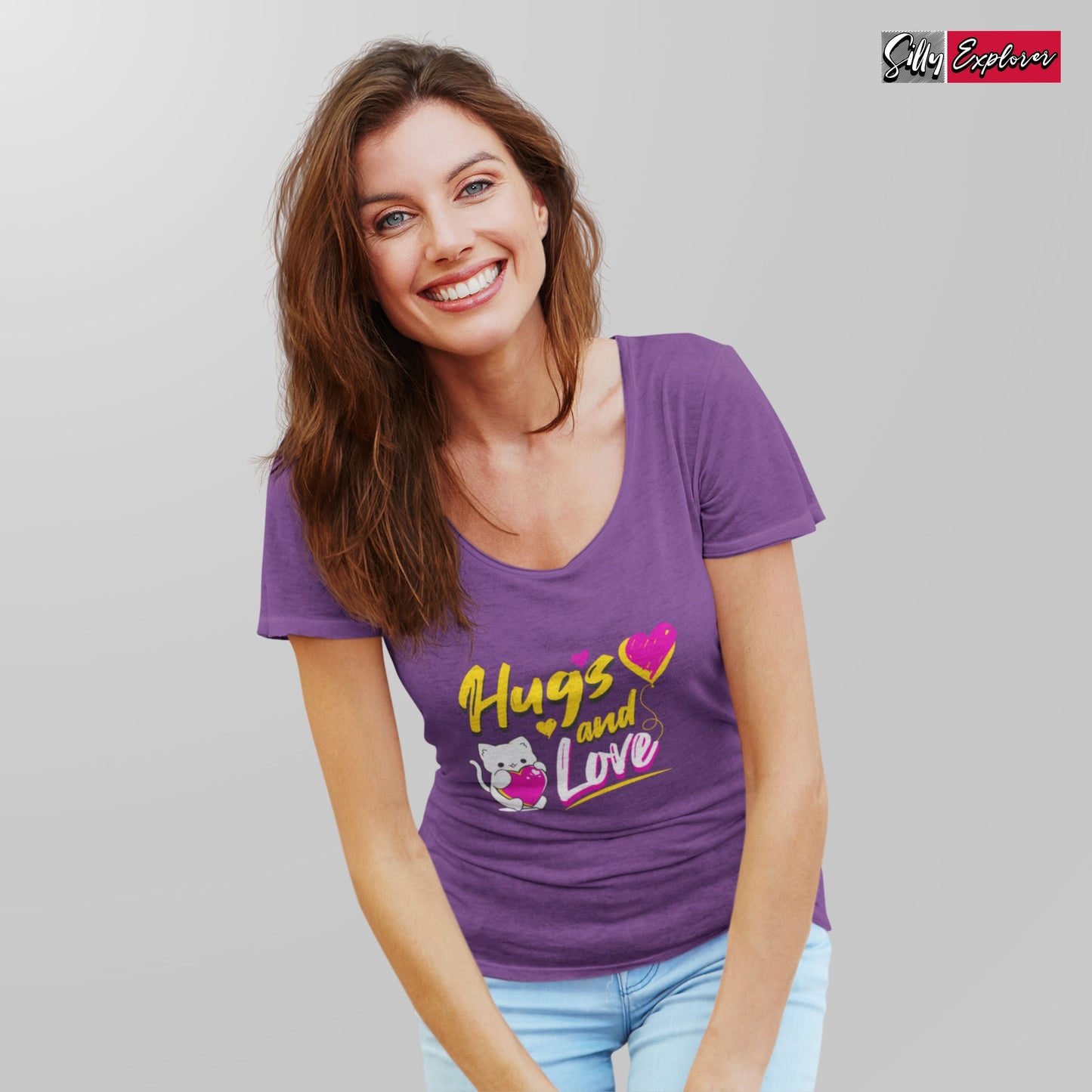 SillyExplorer_Classic_Crewneck_T-Shirt__Purple_Hugs_&_Love