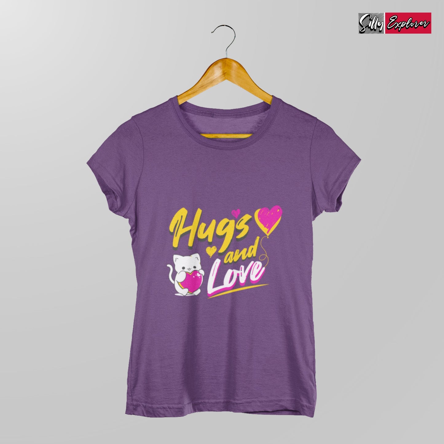 SillyExplorer_Classic_Crewneck_T-Shirt__Purple_Hugs_&_Love