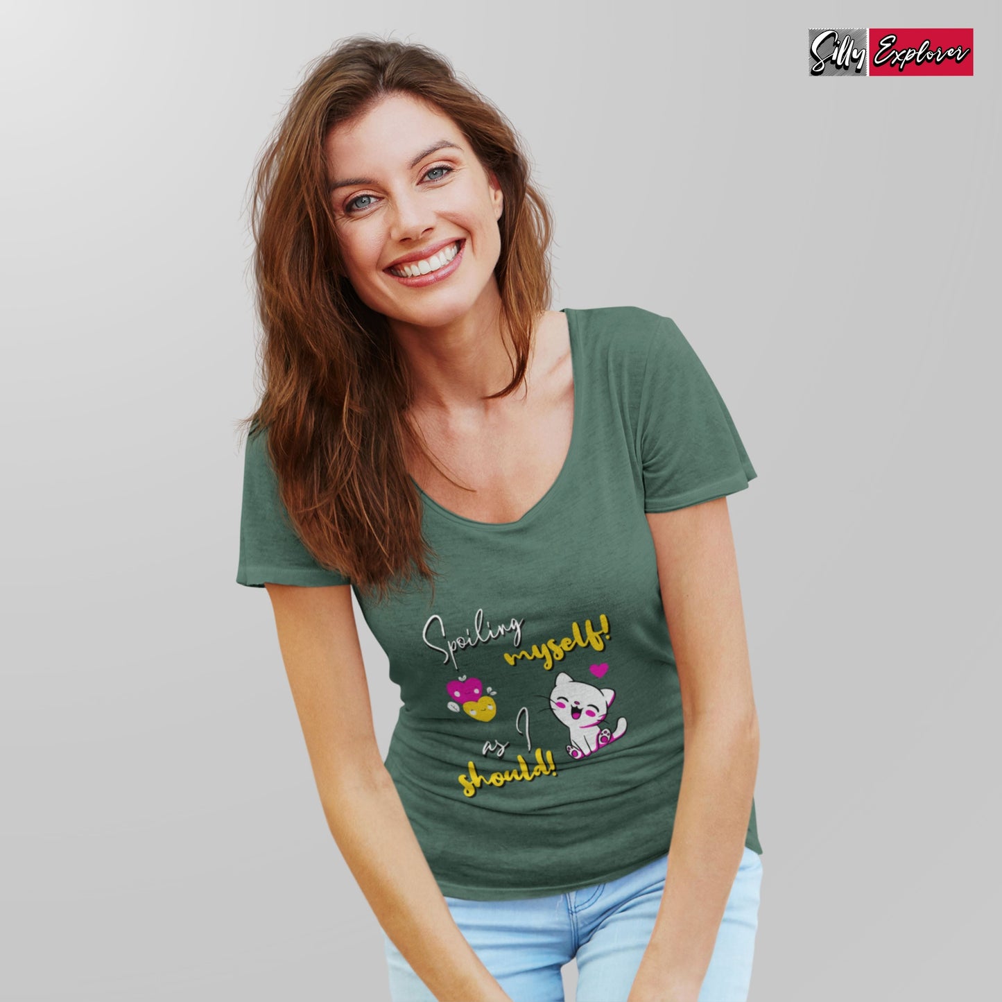 SillyExplorer_Classic_Crewneck_T-Shirt__Bottle_Green_Spoiling_Myself