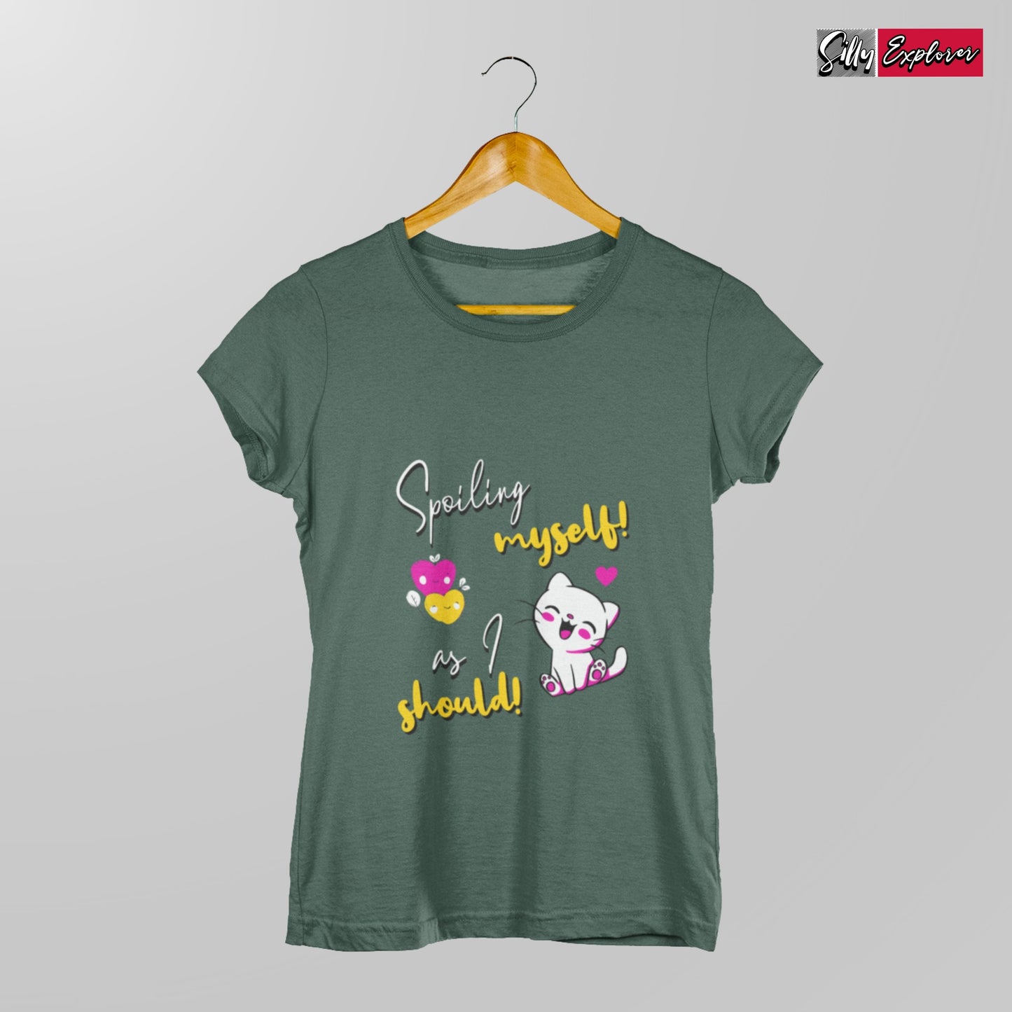 SillyExplorer_Classic_Crewneck_T-Shirt__Bottle_Green_Spoiling_Myself
