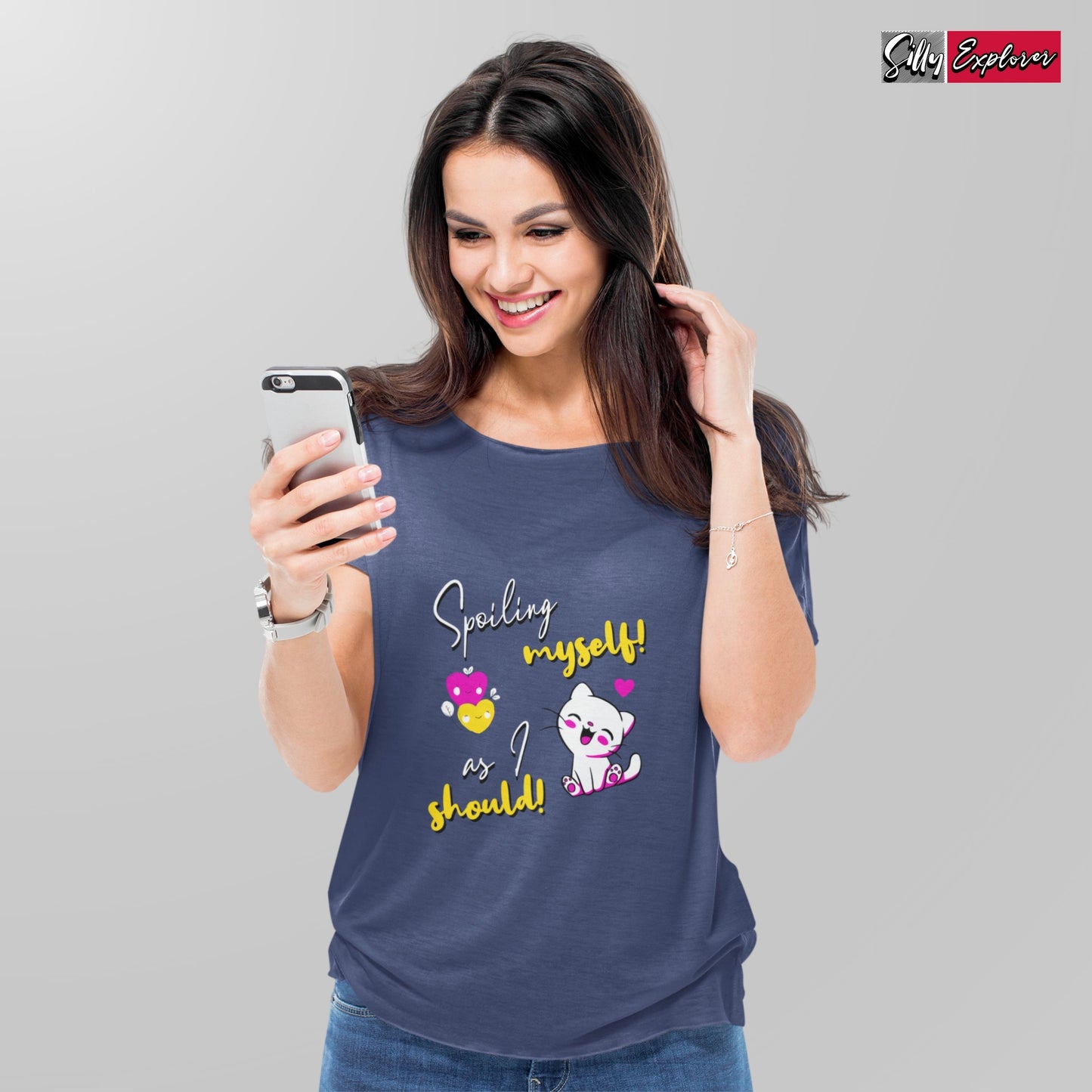 SillyExplorer_Classic_Crewneck_T-Shirt__Navy_Spoiling_Myself