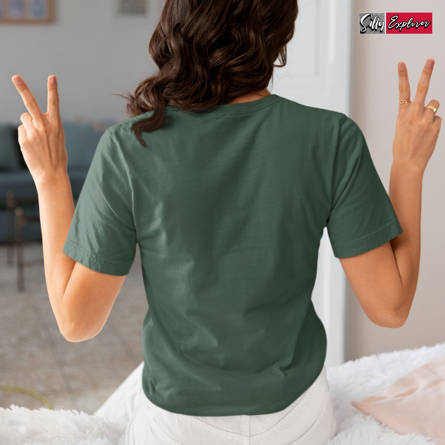 SillyExplorer_Classic_Crewneck_T-Shirt__Bottle_Green_Hugs_&_Love