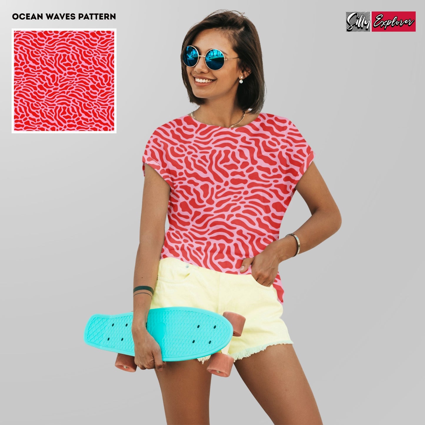 Serene Waves Printed T-Shirt