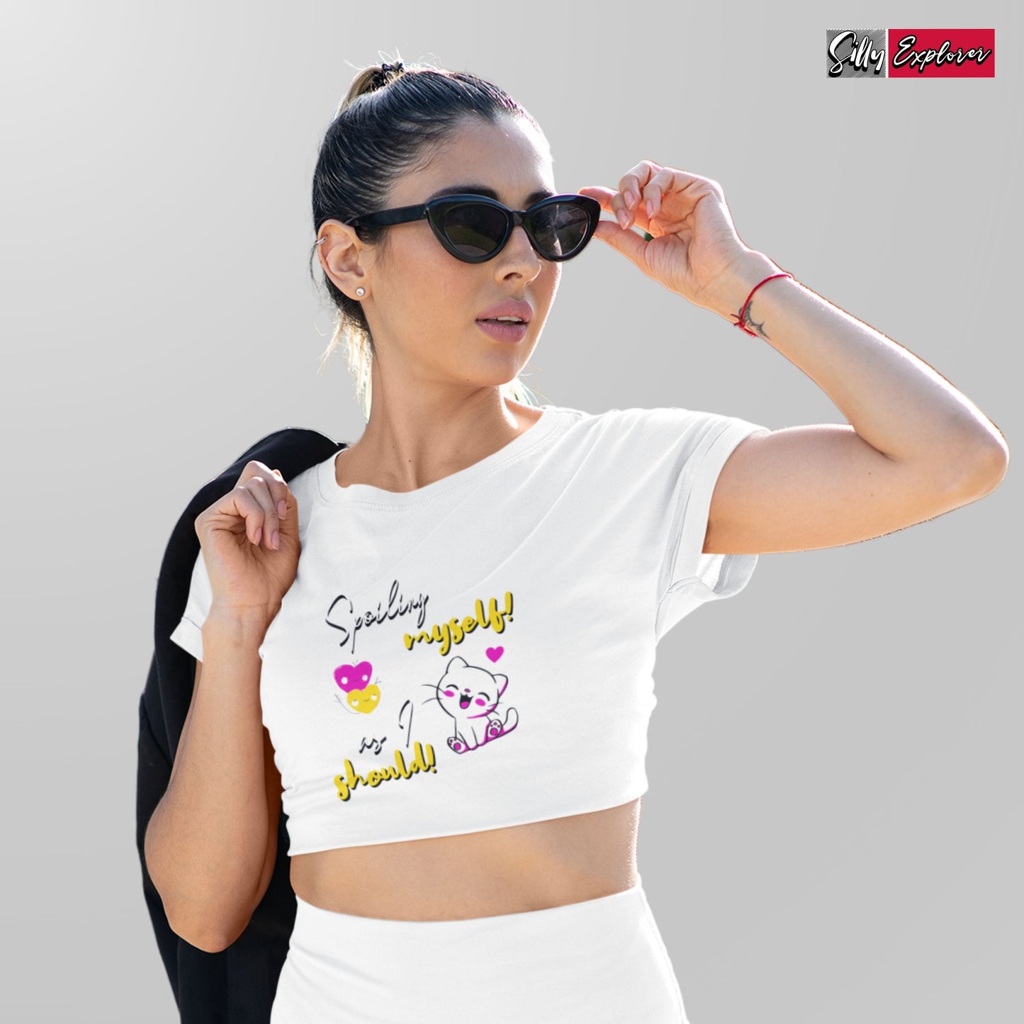 SillyExplorer_Crop_Top__White_Spoiling_Myself