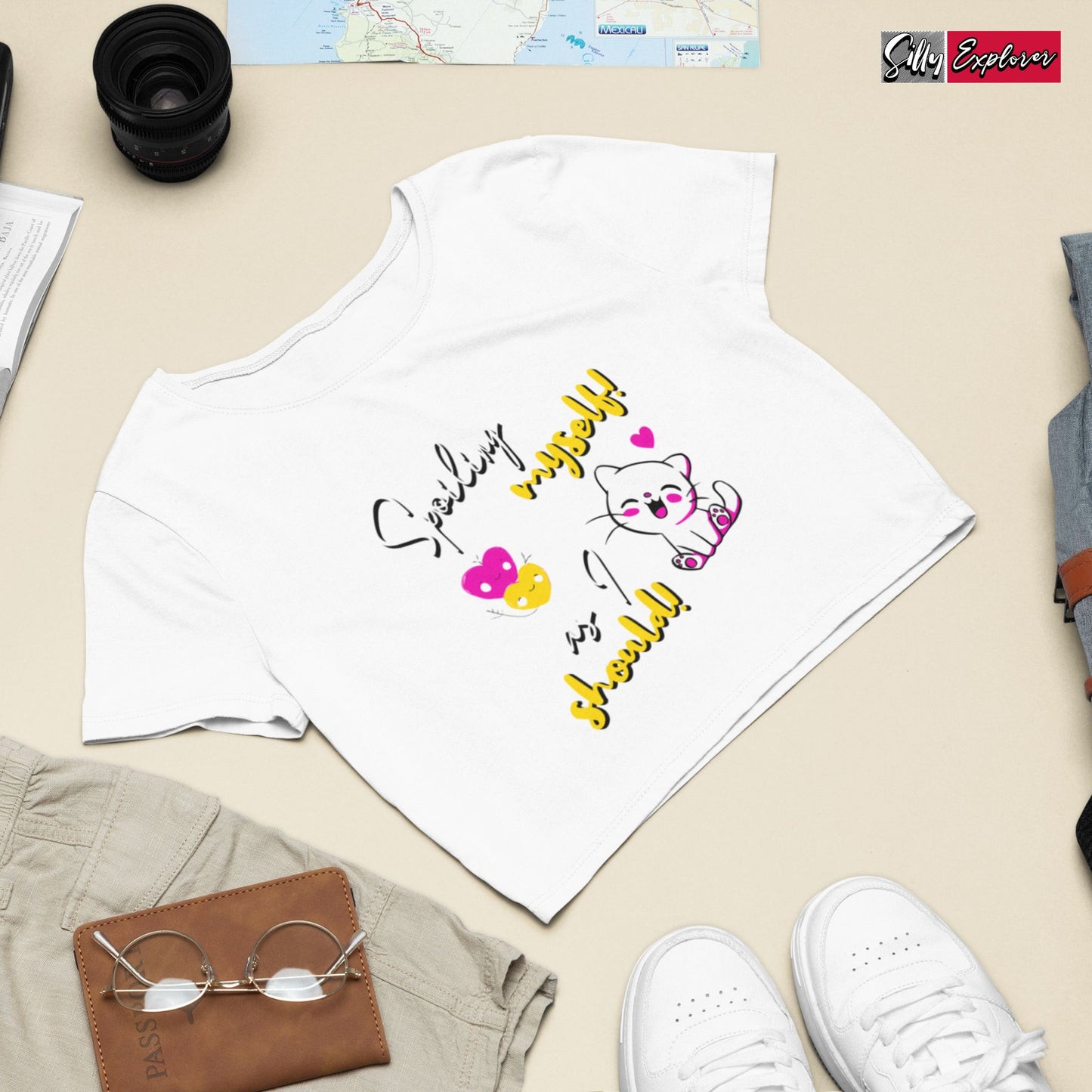 SillyExplorer_Crop_Top__White_Spoiling_Myself