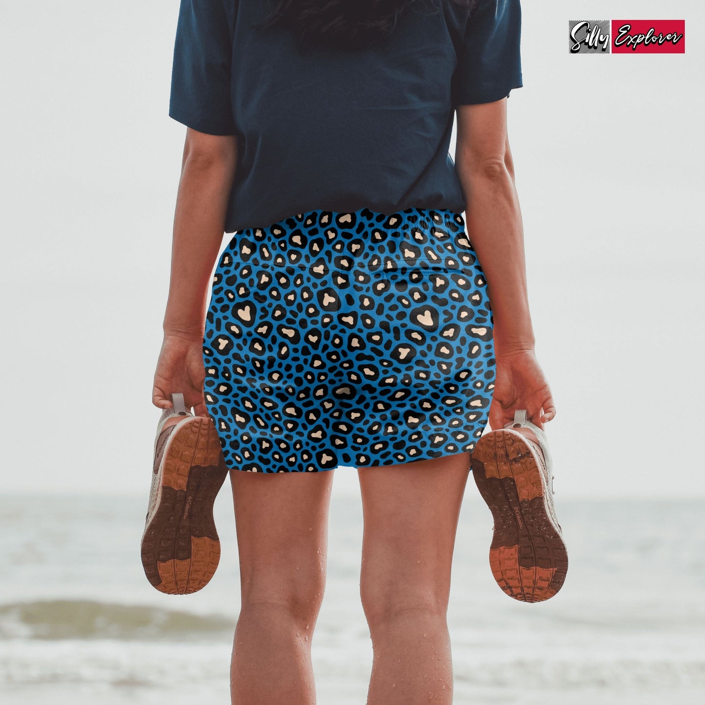 SillyExplorer_Printed_Women_Shorts___Royal_Blue_Panther_Glide