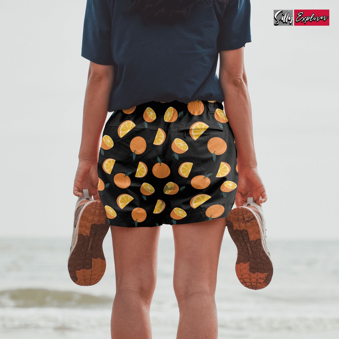 SillyExplorer_Printed_Women_Shorts___Black_Sunset_Orange