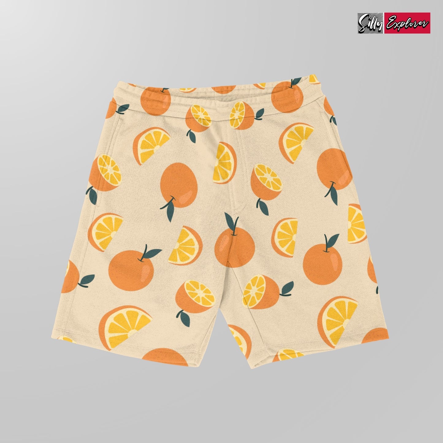 SillyExplorer_Printed_Women_Shorts___Cream_Sunset_Orange