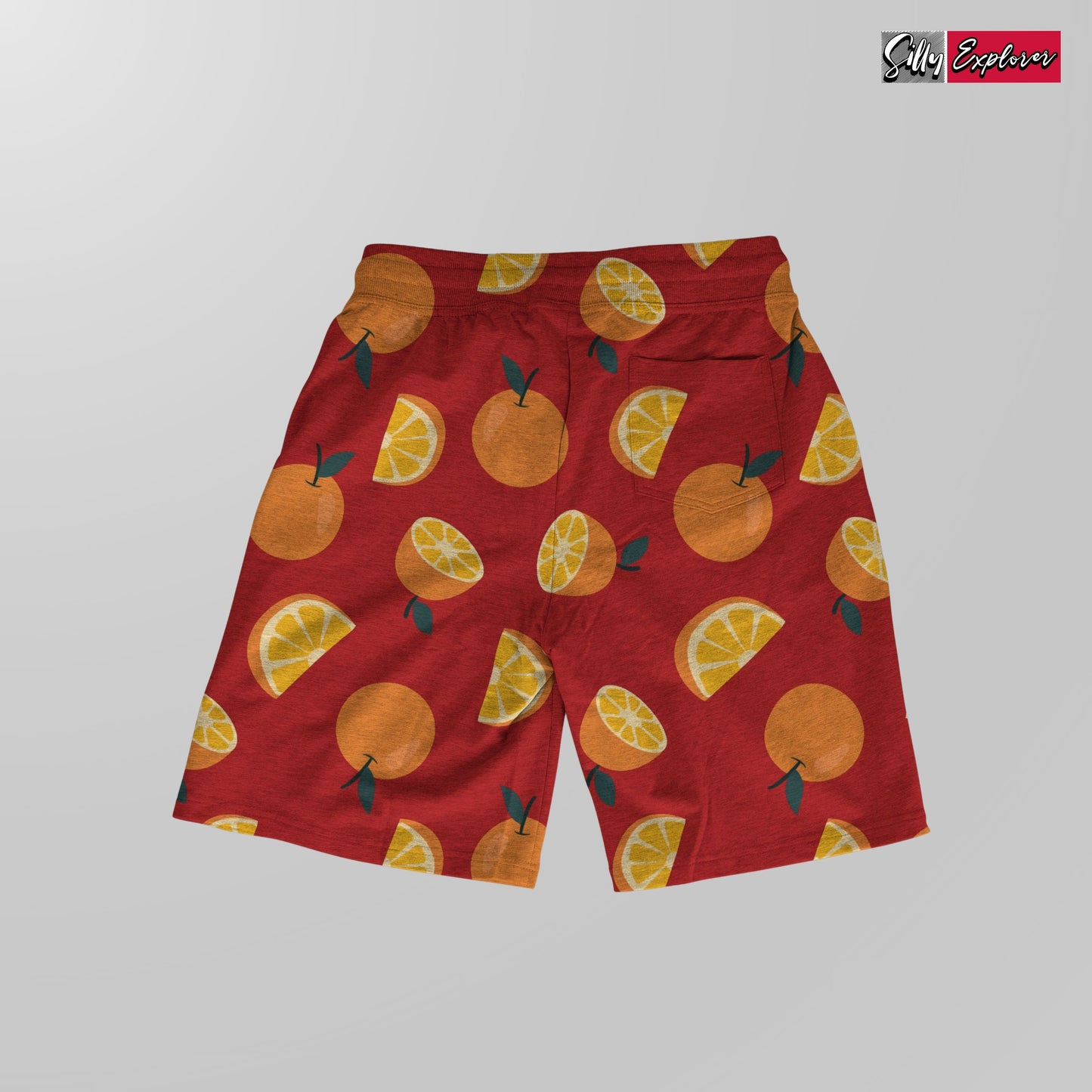 SillyExplorer_Printed_Women_Shorts___Red_Sunset_Orange