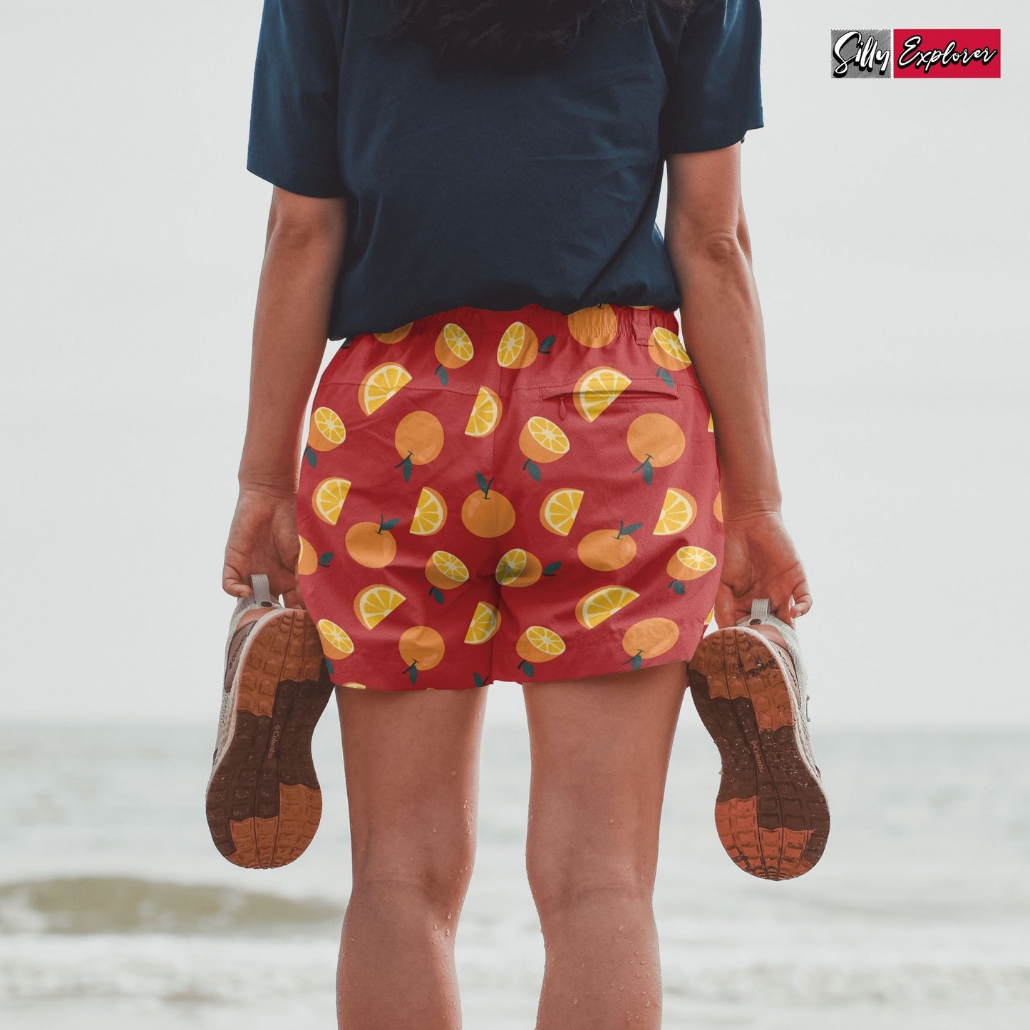 SillyExplorer_Printed_Women_Shorts___Red_Sunset_Orange