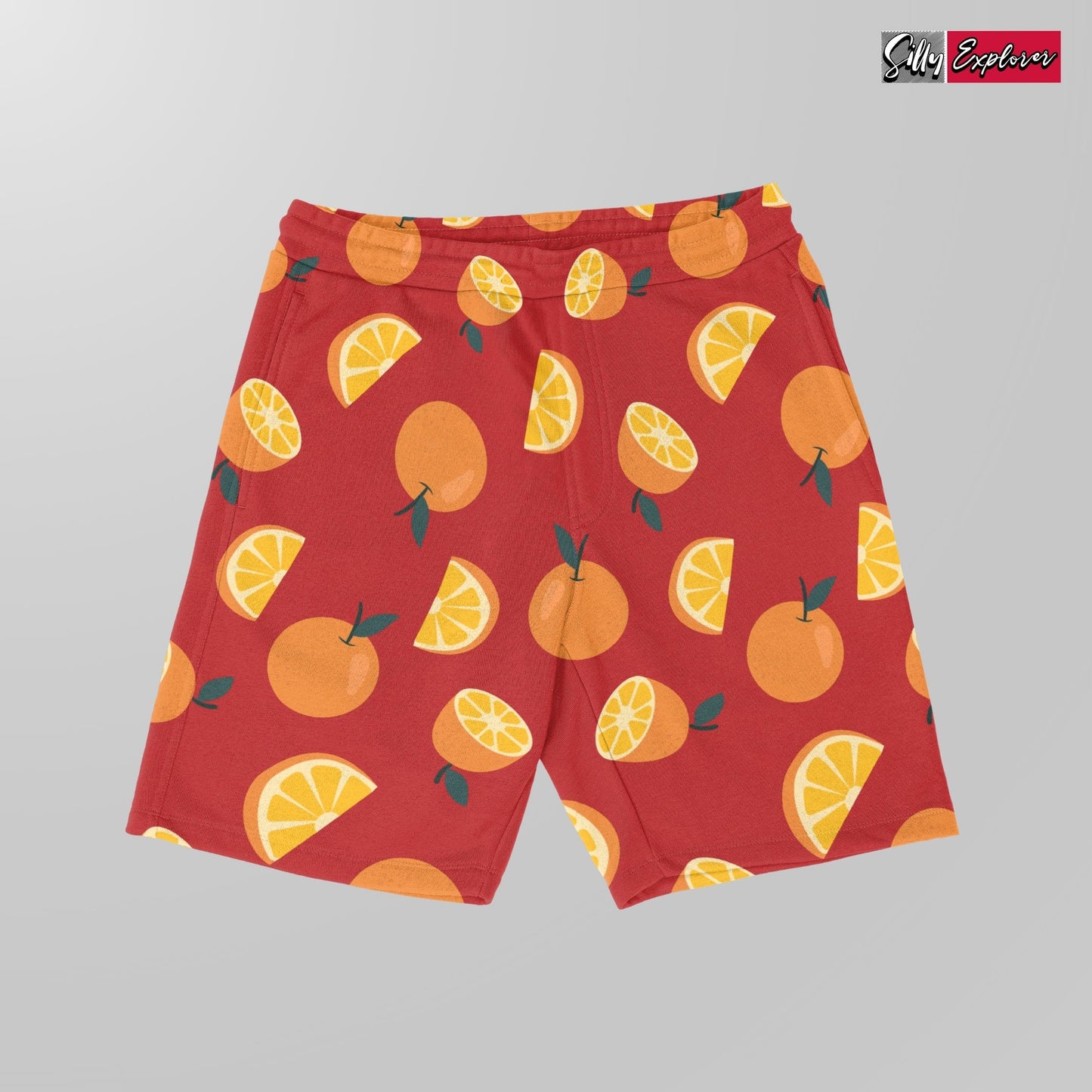 SillyExplorer_Printed_Women_Shorts___Red_Sunset_Orange