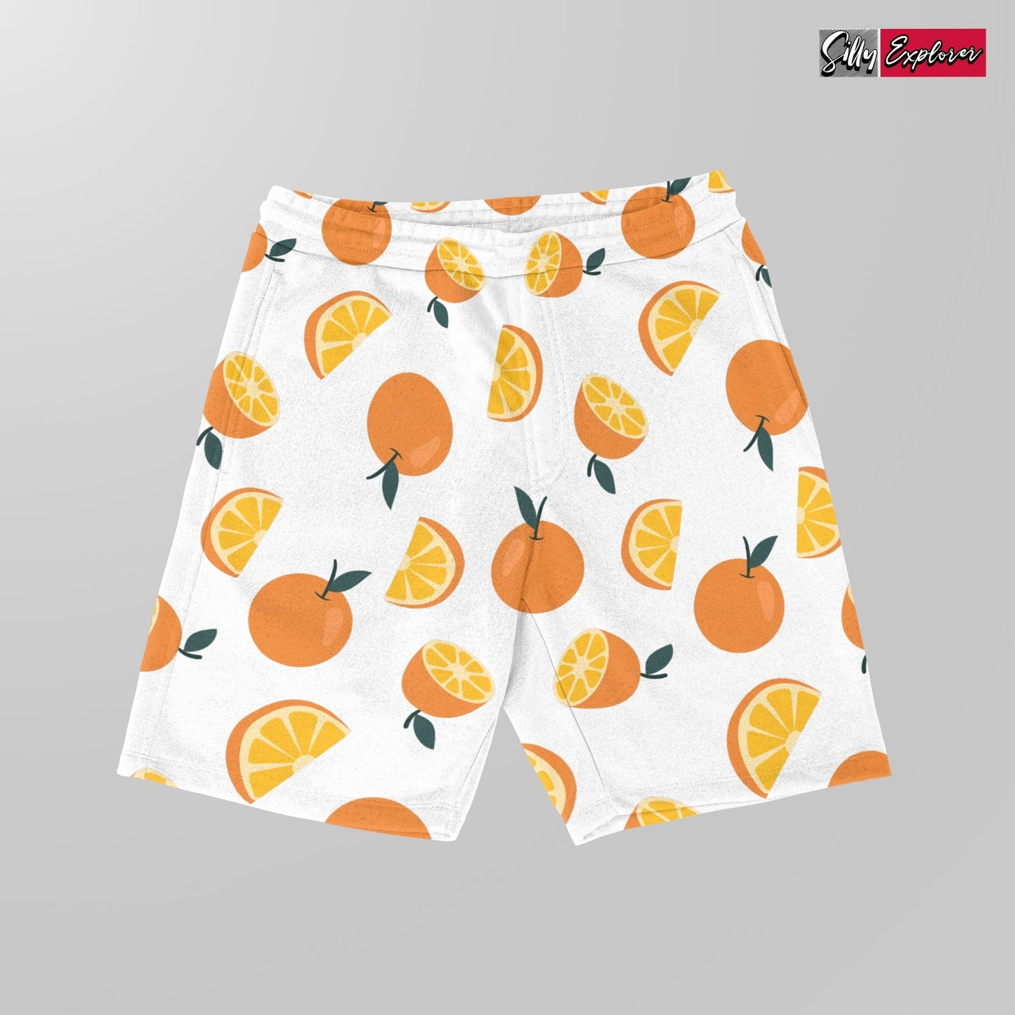 SillyExplorer_Printed_Women_Shorts___White_Sunset_Orange