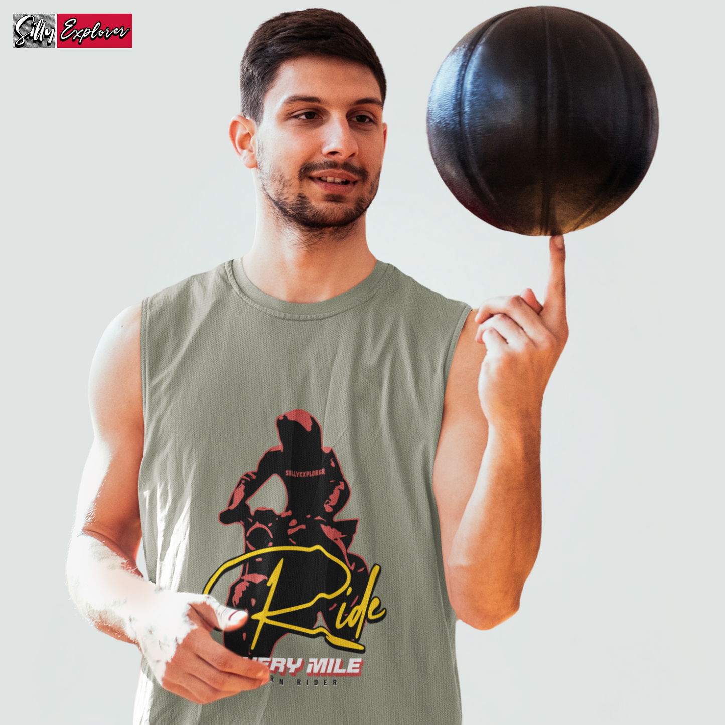 SillyExplorer_Men_Sleeveless_T-Shirt__Charcoal_Born_Rider