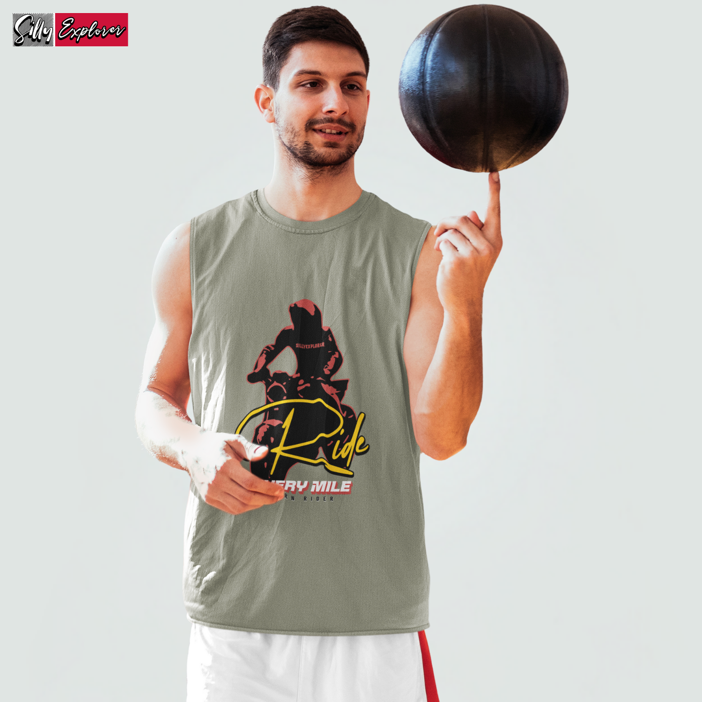 SillyExplorer_Men_Sleeveless_T-Shirt__Charcoal_Born_Rider