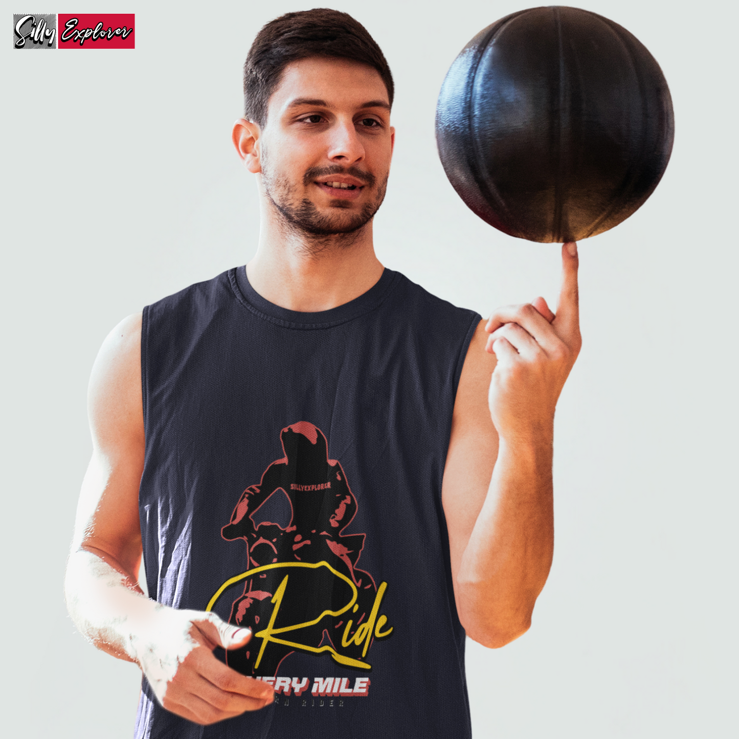 SillyExplorer_Men_Sleeveless_T-Shirt__Navy_Blue_Born_Rider