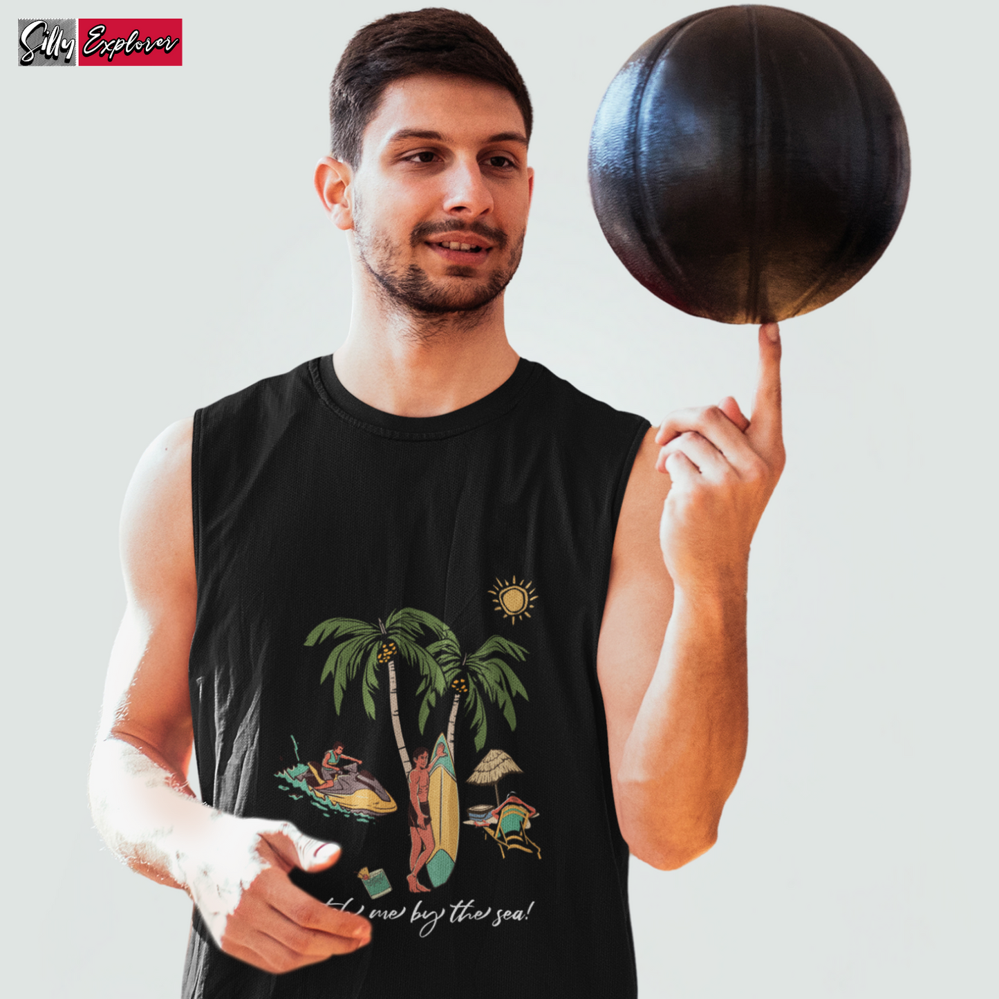 SillyExplorer_Men_Sleeveless_T-Shirt__Black_Catch_Me_By_Sea