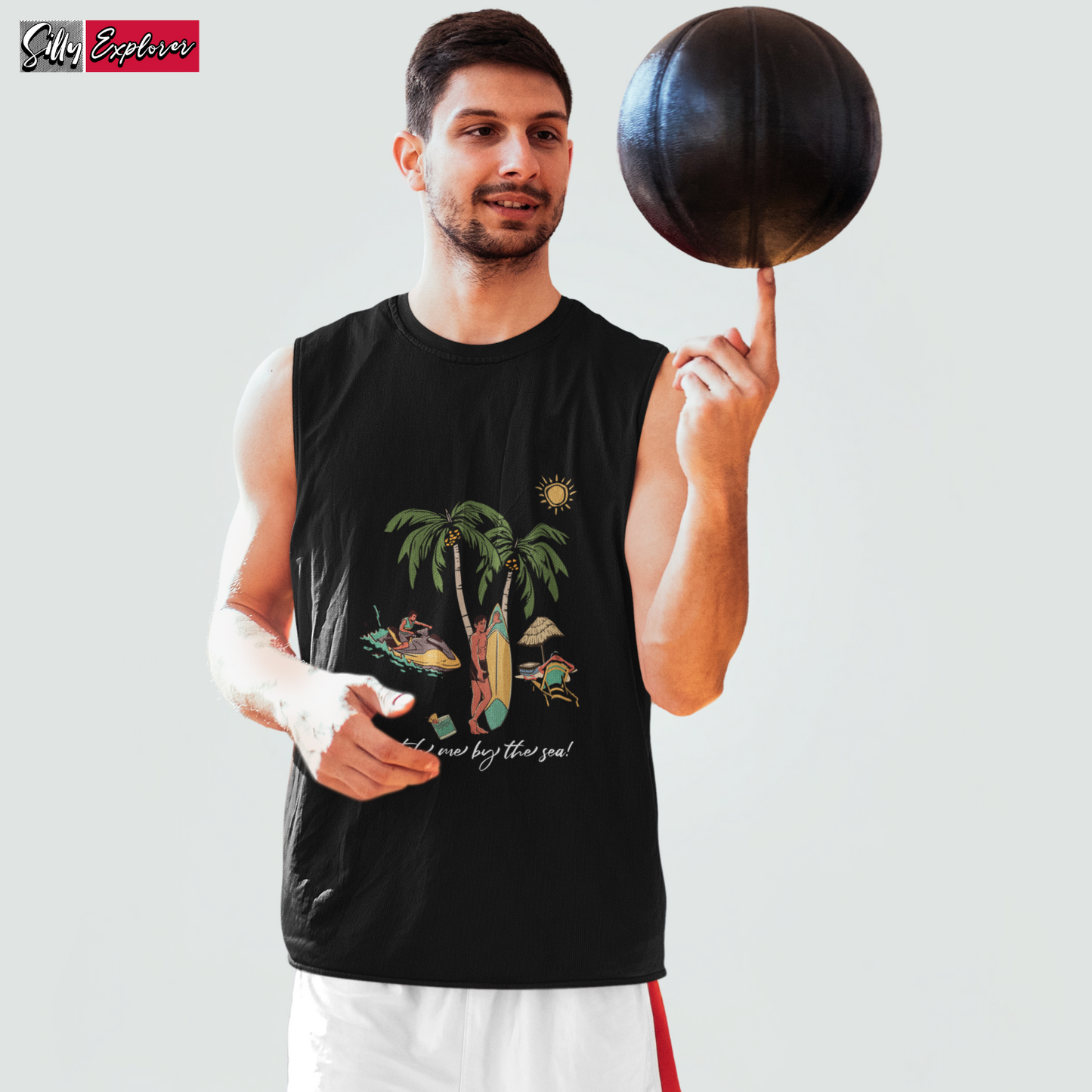SillyExplorer_Men_Sleeveless_T-Shirt__Black_Catch_Me_By_Sea
