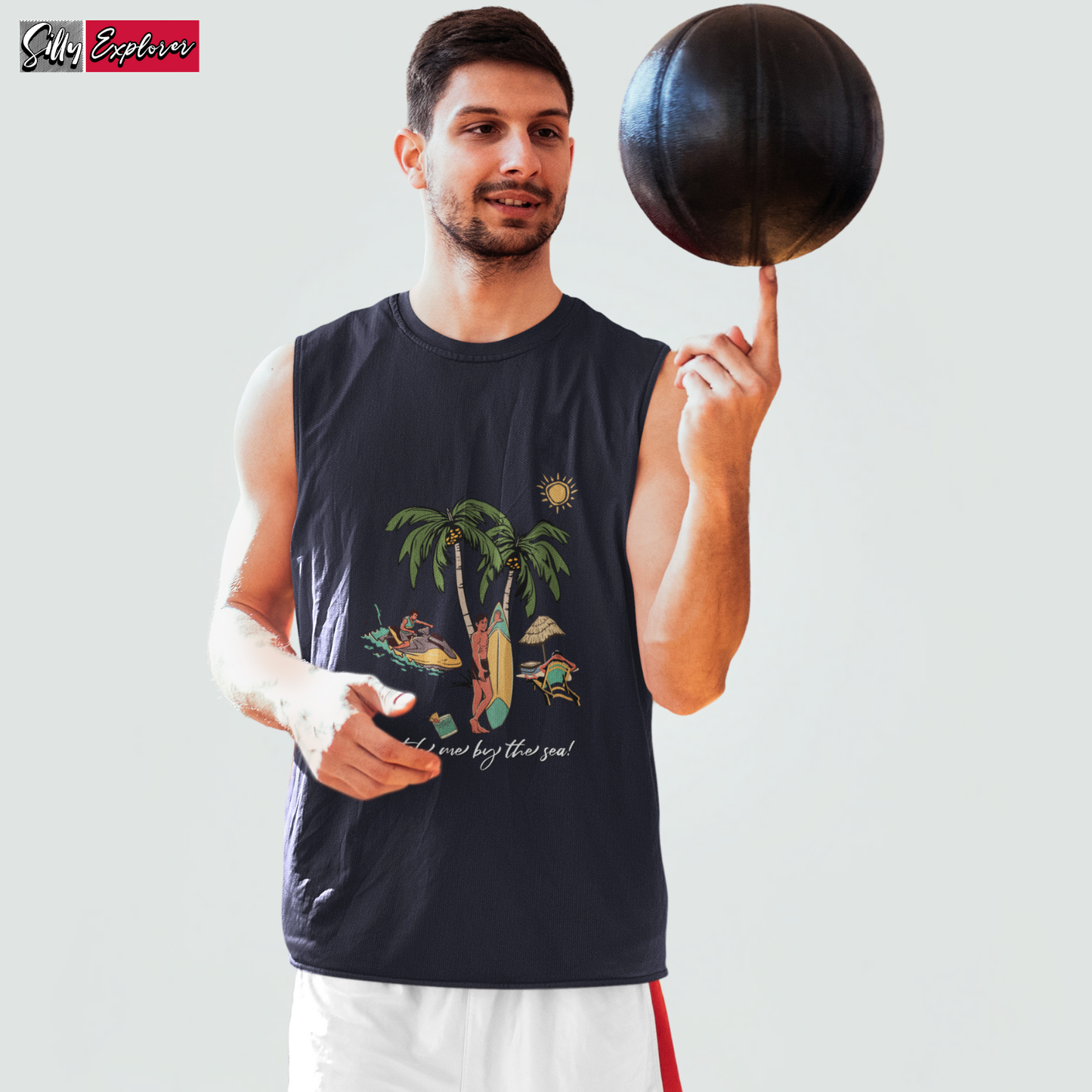 SillyExplorer_Men_Sleeveless_T-Shirt__Navy_Catch_Me_By_Sea