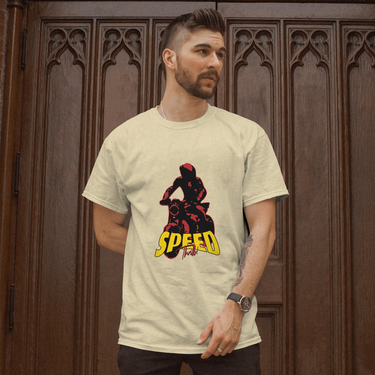 SillyExplorer_Classic_Crewneck_T-Shirt__Beige_Speed_Thrills