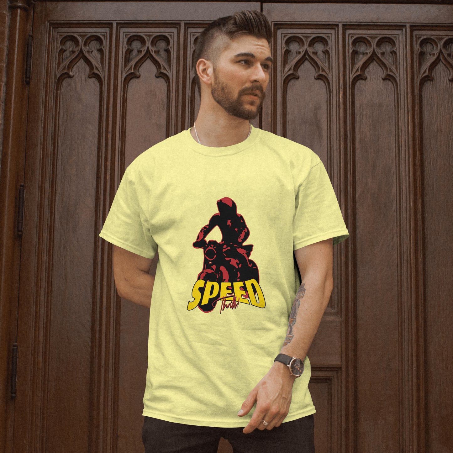 SillyExplorer_Classic_Crewneck_T-Shirt__Yellow_Speed_Thrills