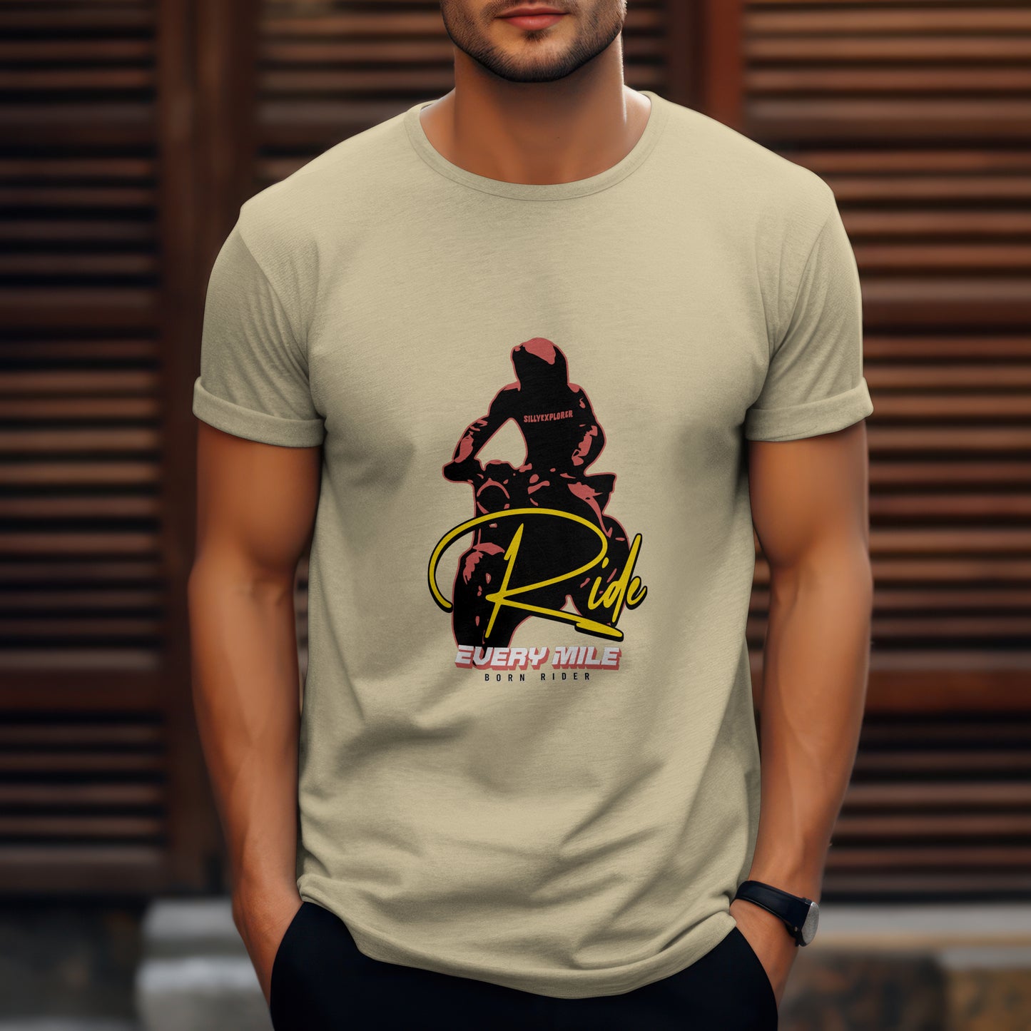 SillyExplorer_Classic_Crewneck_T-Shirt__Beige_Born_Rider