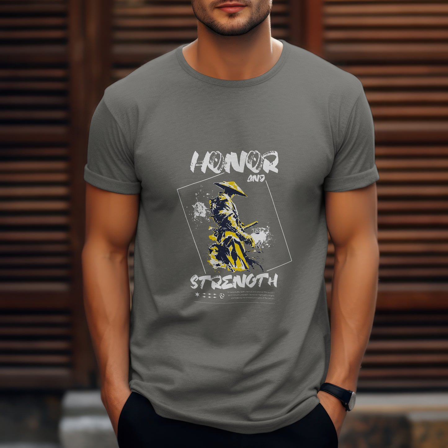 SillyExplorer_Classic_Crewneck_T-Shirt__Charcoal_Samurai_Honor