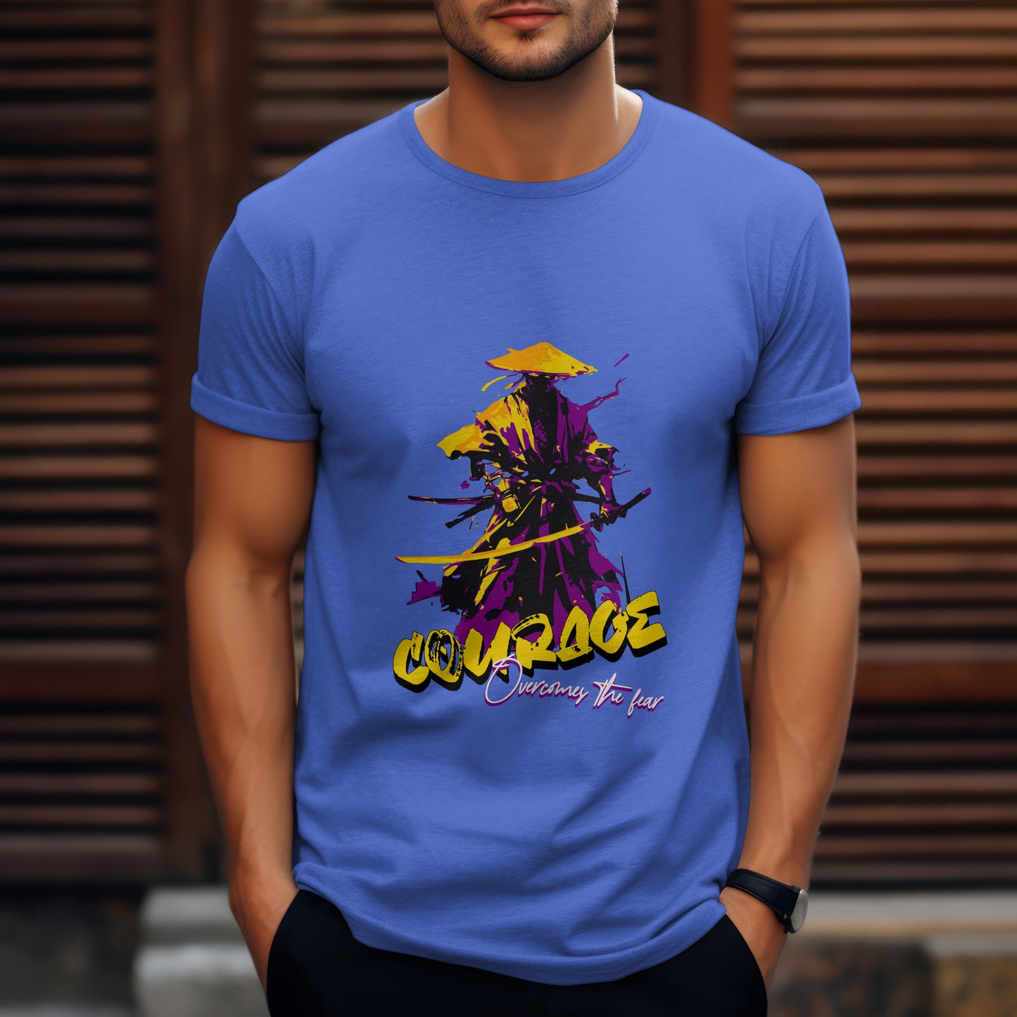 SillyExplorer_Classic_Crewneck_T-Shirt__Royal_Blue_Samurai_Courage