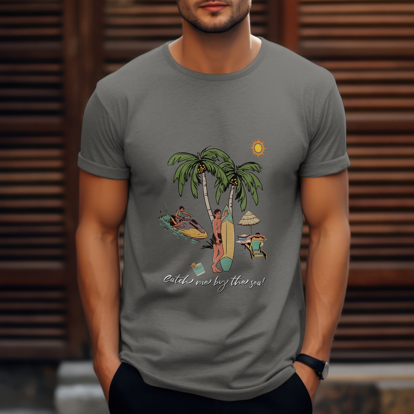 SillyExplorer_Classic_Crewneck_T-Shirt__Charcoal_Catch_Me_By_The_Sea