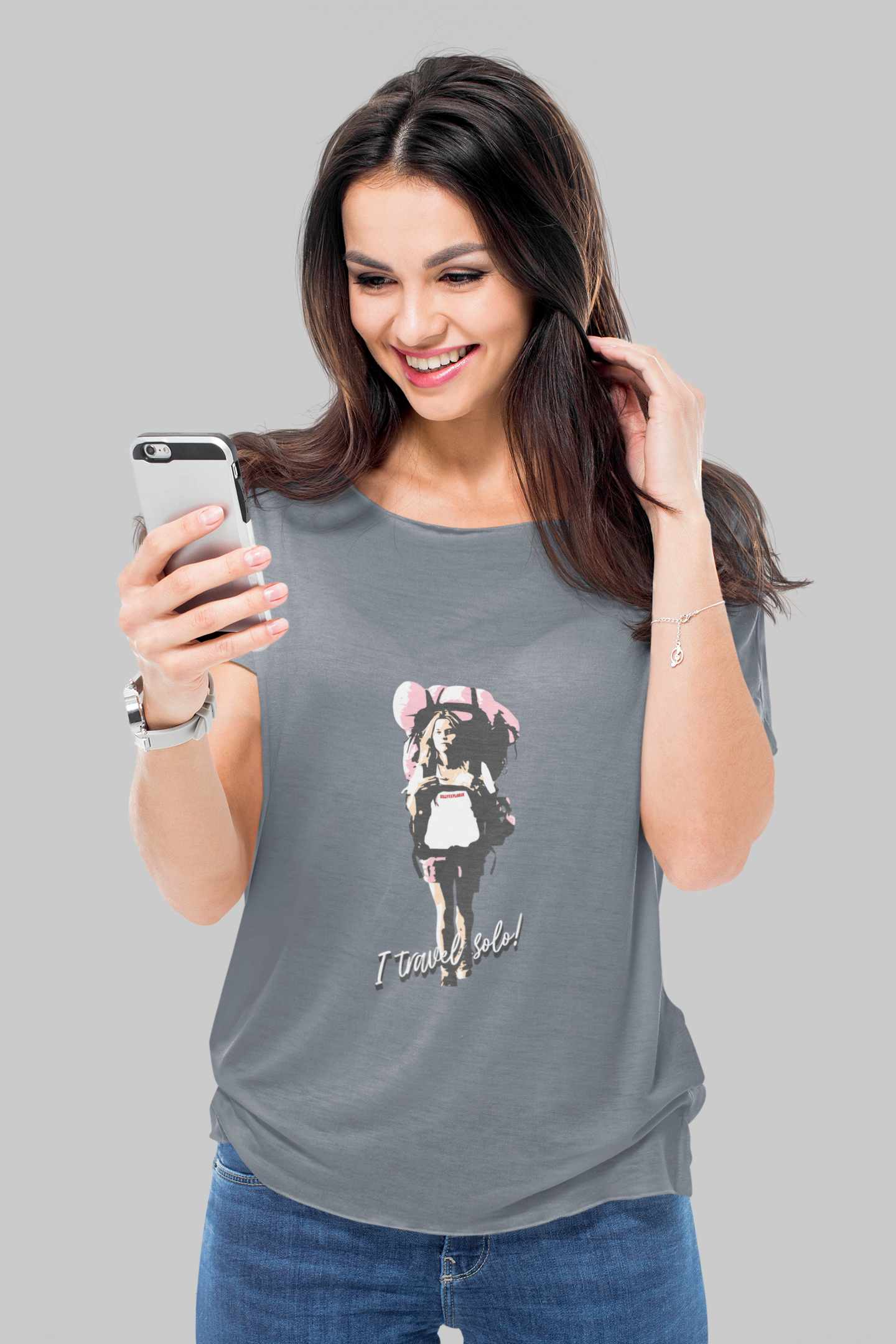 SillyExplorer_Classic_Crewneck_T-Shirt__Charcoal_Solo_Backpacker
