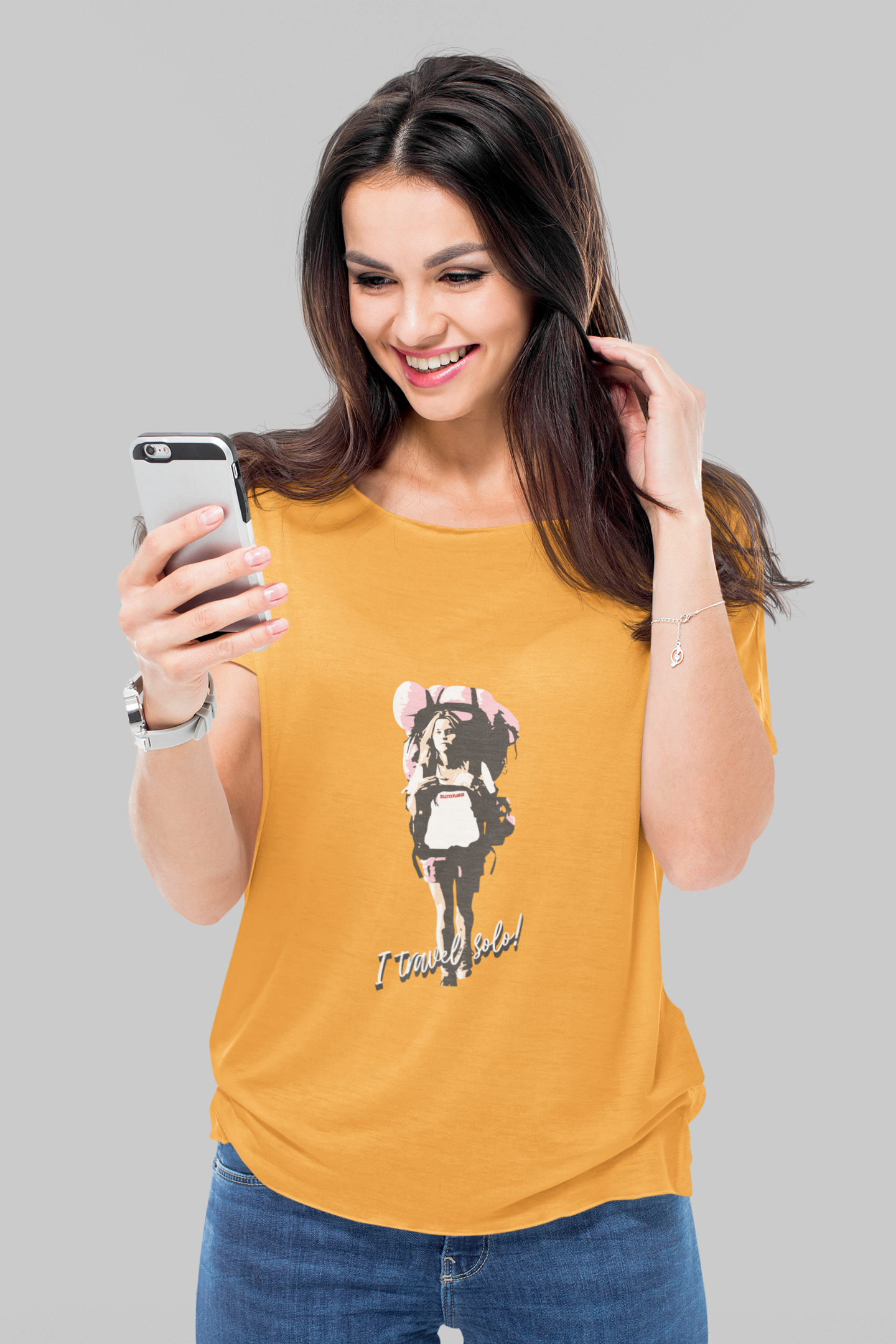 SillyExplorer_Classic_Crewneck_T-Shirt__Orange_Solo_Backpacker