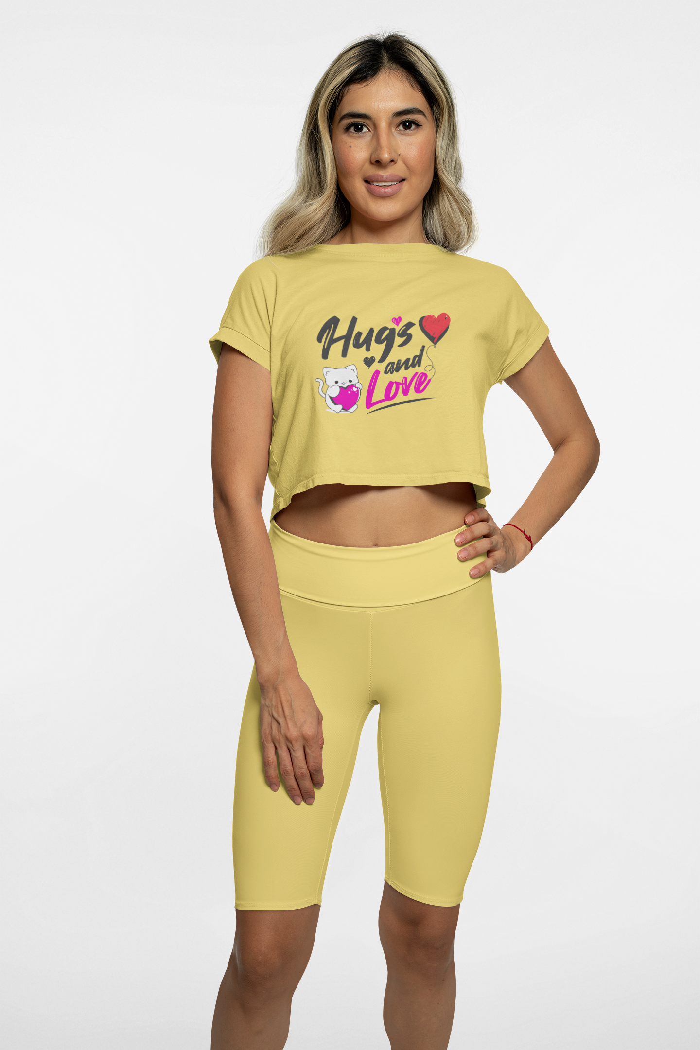 SillyExplorer_Crop_Top__Golden_Yellow_Hugs_&_Love