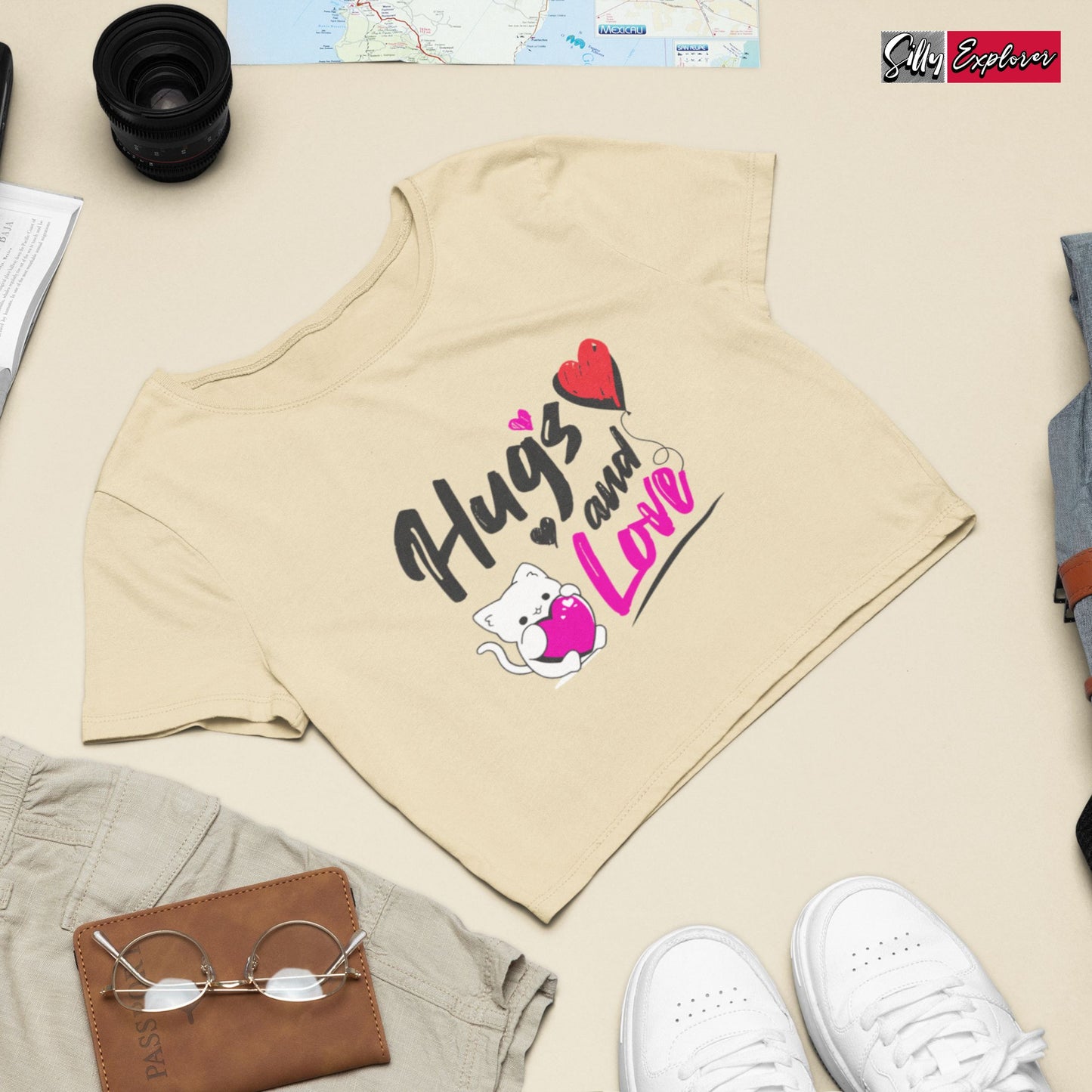 SillyExplorer_Crop_Top__Beige_Hugs_&_Love