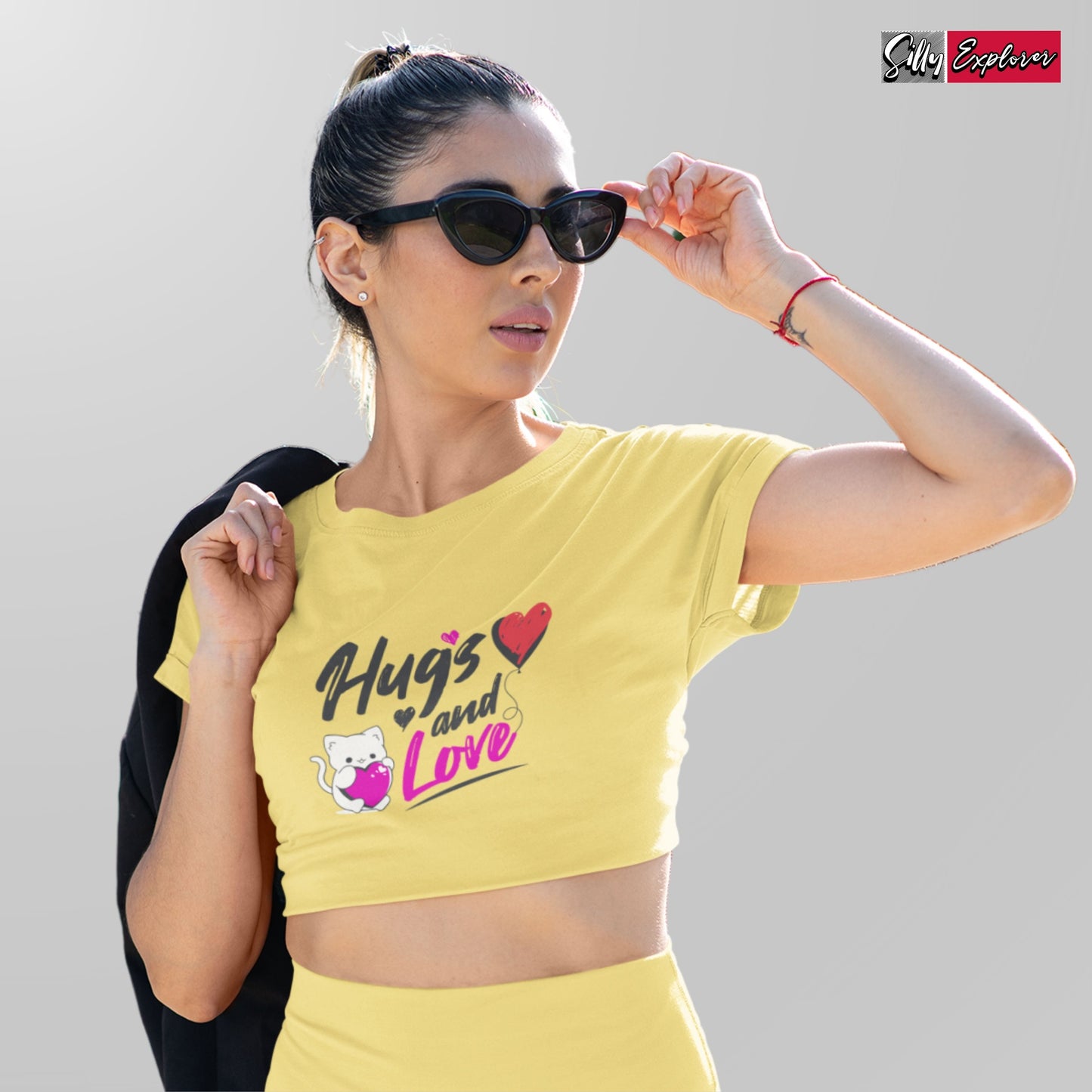 SillyExplorer_Crop_Top__Golden_Yellow_Hugs_&_Love