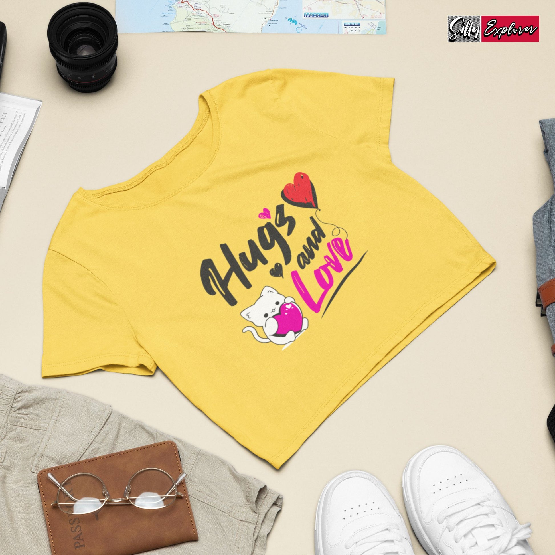 SillyExplorer_Crop_Top__Golden_Yellow_Hugs_&_Love