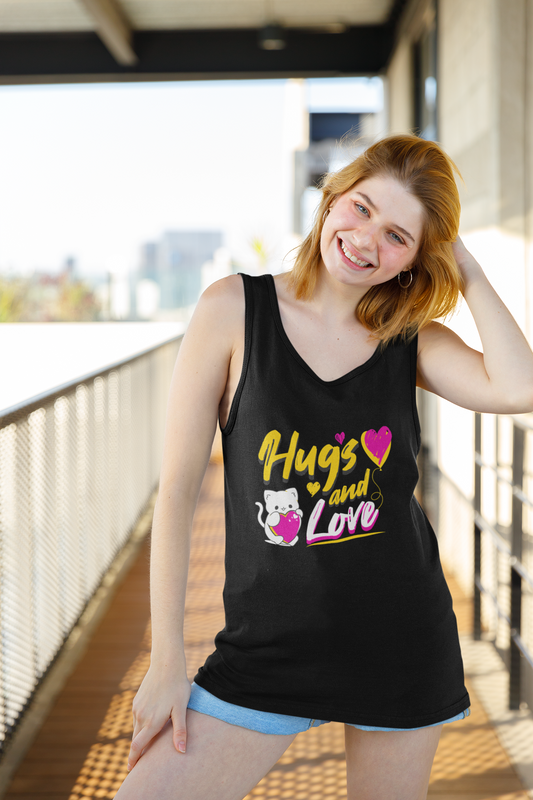 SillyExplorer_Women_Tank_Top__Black_Hugs_&_Love