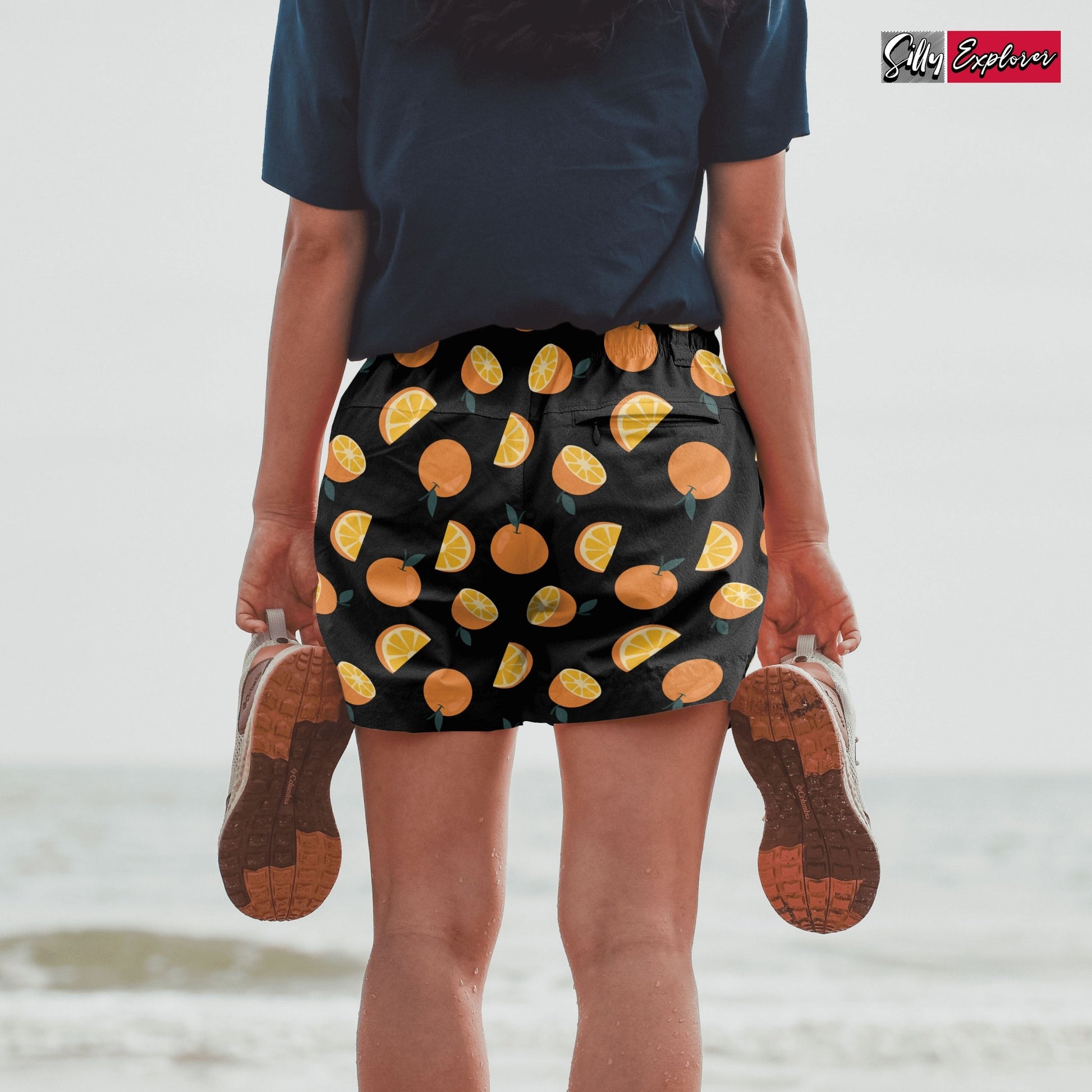 SillyExplorer_Printed_Women_Shorts___Black_Sunset_Orange