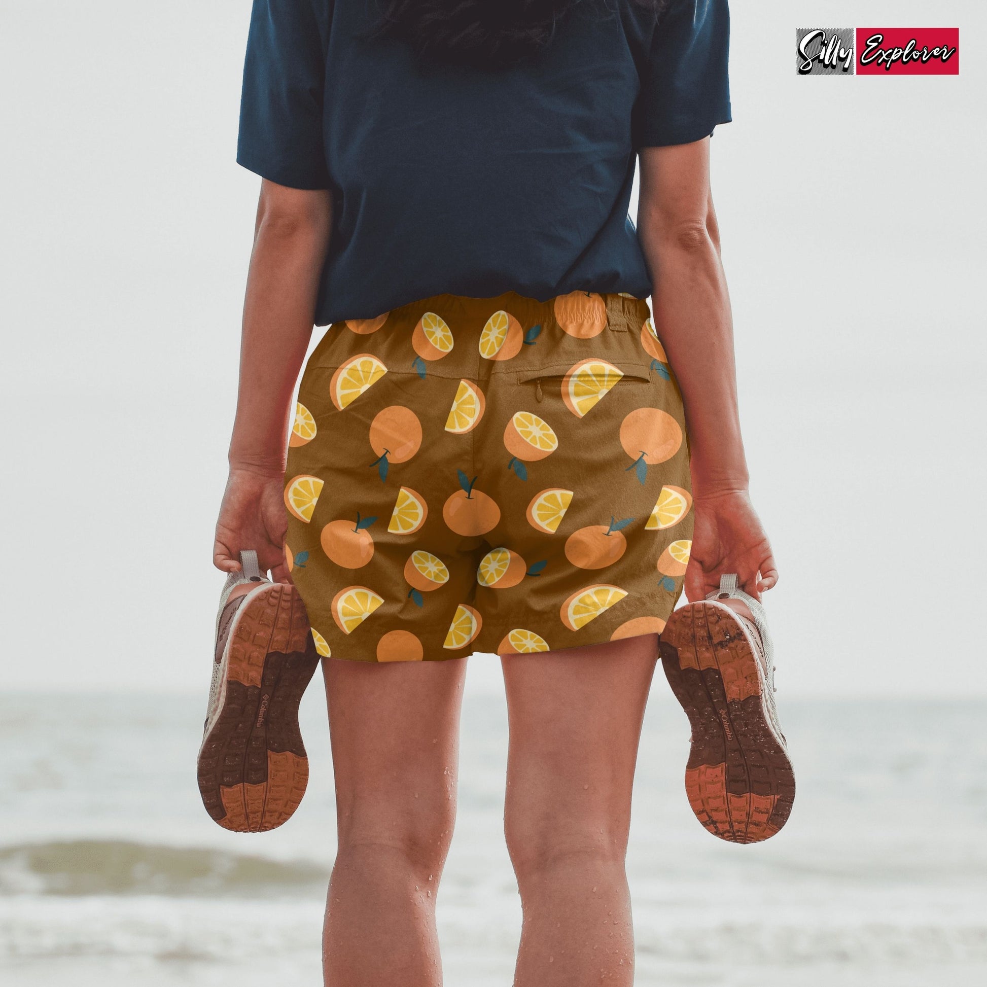 SillyExplorer_Printed_Women_Shorts___Brown_Sunset_Orange