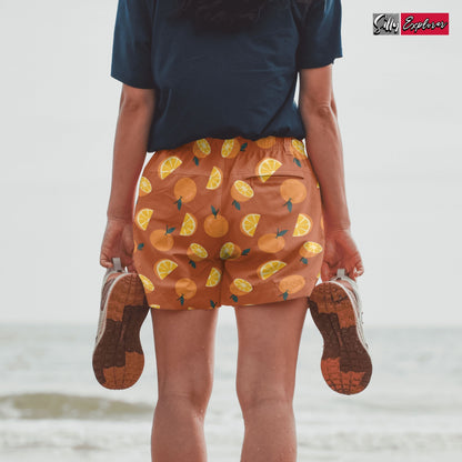 SillyExplorer_Printed_Women_Shorts___Orange_Sunset_Orange