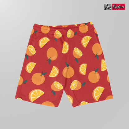 SillyExplorer_Printed_Women_Shorts___Red_Sunset_Orange