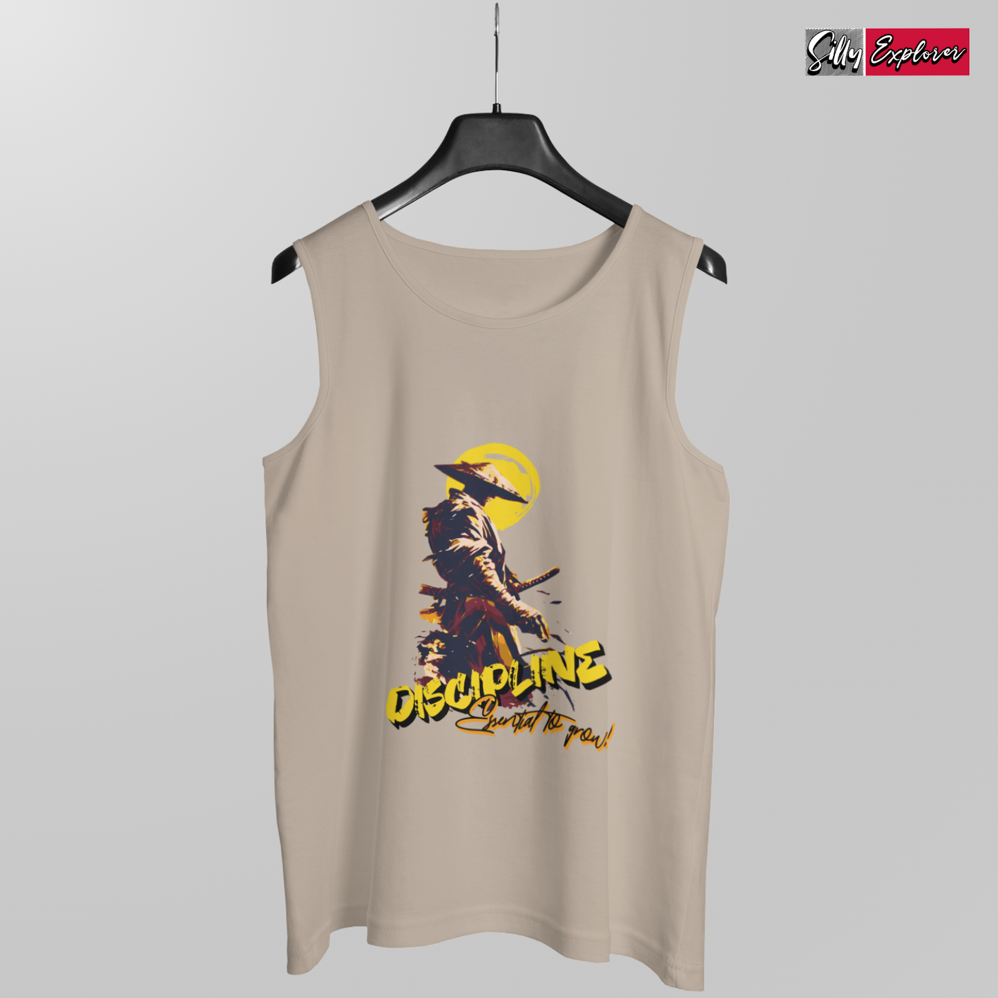 SillyExplorer_Men_Sleeveless_T-Shirt__Grey_Samurai_Discipline